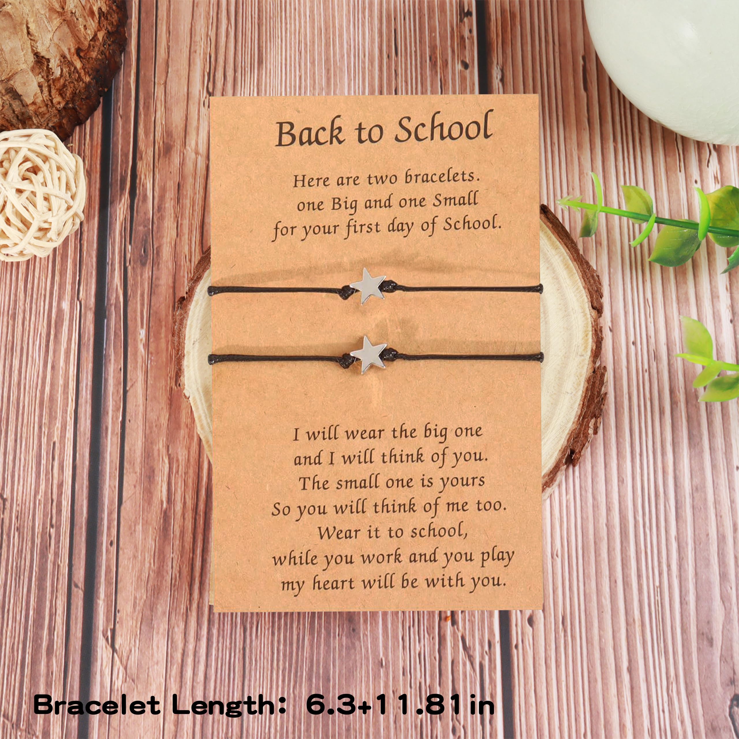HUASAI First Day of School Bracelet - Back to School Jewelry Set for Mom & Daughter - Matching Wish Bracelets - Perfect Back to School Gift for Teachers & Students - Great for School Events, Graduation & Mother-Daughter Bonding