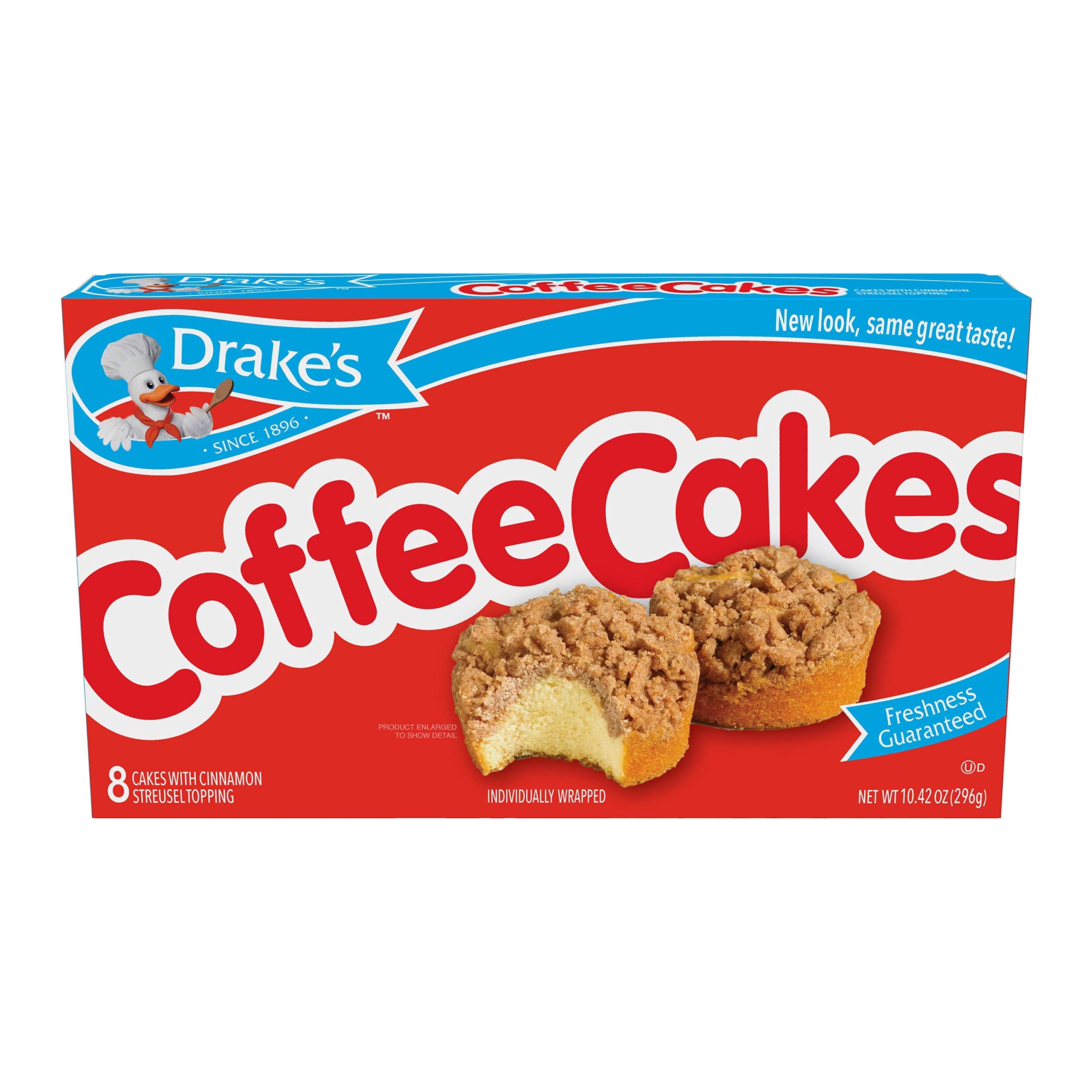 Drake's Coffee Cakes - 8 Individually Wrapped Breakfast Pastries, Pack of 1 (12167) - Perfect for Quick Breakfast, Office Snacks & On-the-Go Treats