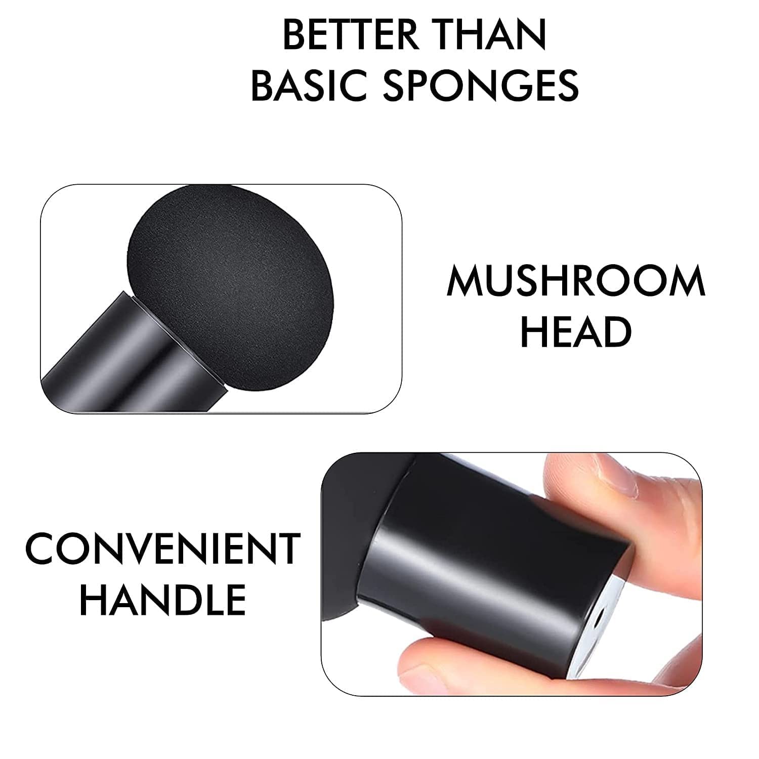 Premium Black Mushroom Head Beauty Blender & Soft Powder Puff for Women - Makeup Foundation Sponge for Flawless Application (Pack of 1) | Ideal for Liquid, Cream & Powder Cosmetics | Home & Travel Use