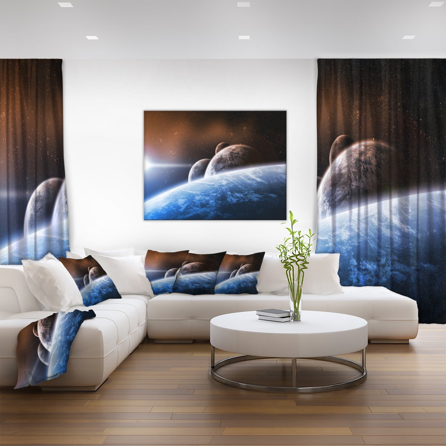 Space Planet Landscape Abstract Canvas Art Print - Modern Wall Decor for Living Room, Bedroom & Office