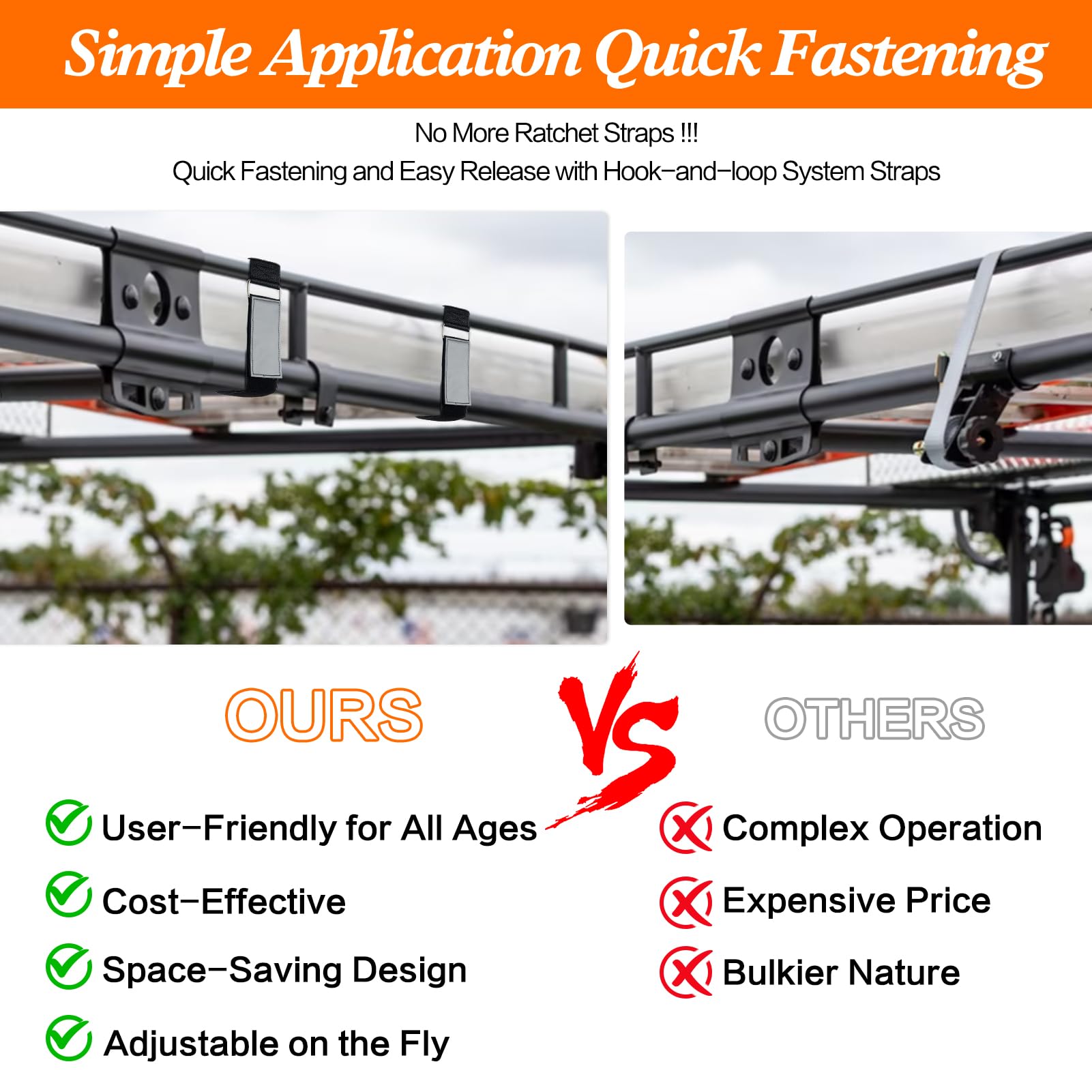 Heavy Duty Ladder Straps with Reinforced Hook & Loop - 4 Pack Secure Tie Down Straps for Roof Rack, Truck Bed, and Cargo Transport (Grey Black) - Perfect for Construction, Roofing, and Outdoor Adventures