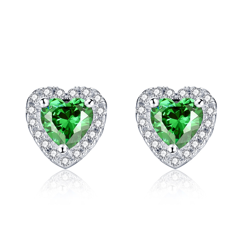 MABELLA Sterling Silver 1.0 Carat Gemstone Heart Stud Earrings for Women - Romantic Valentine's Day Gift, Anniversary Present, Birthday Jewelry for Her
