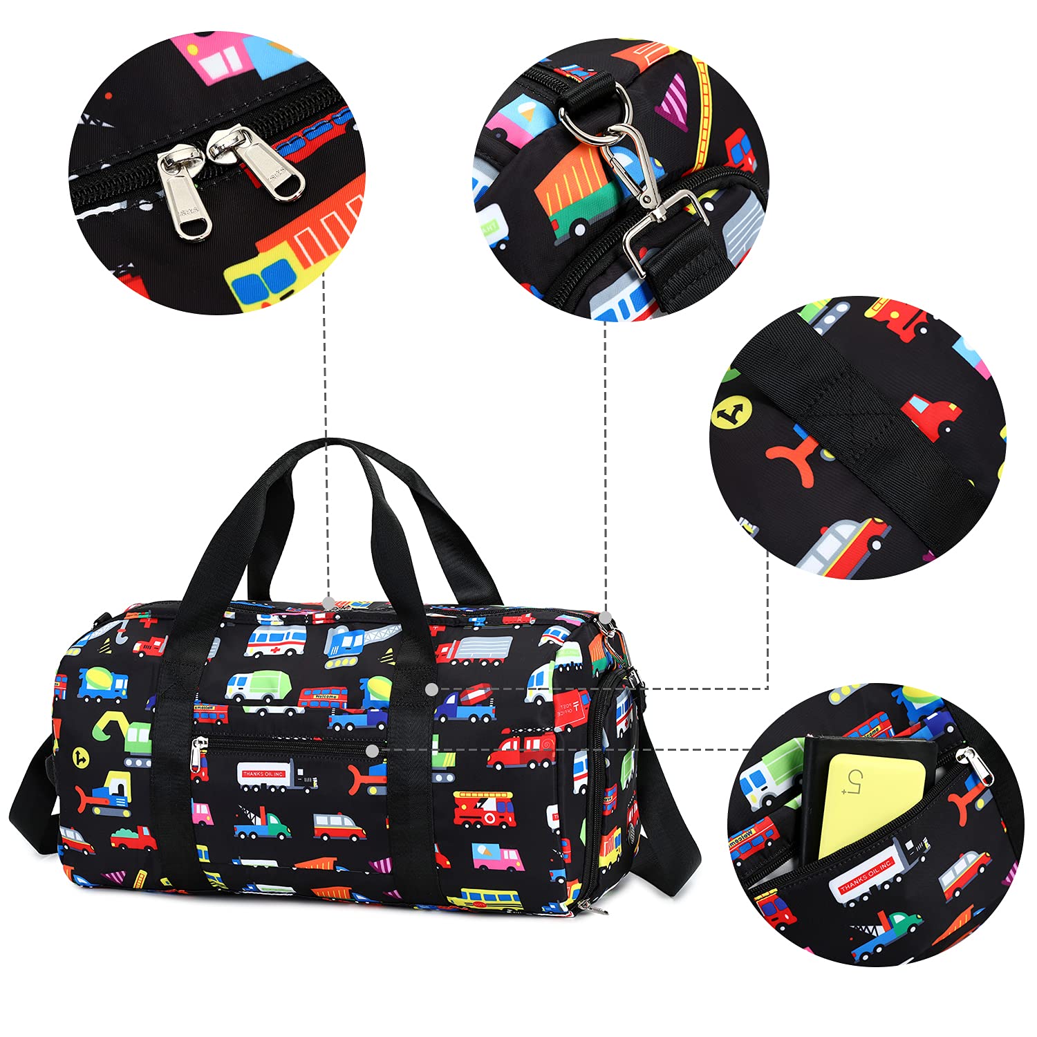 **Waterproof Kids Duffle Bag for Boys & Girls - Lightweight Gym Bag, Overnight Weekender Travel Tote with Shoe Compartment & Wet Pocket - Perfect for School, Sports & Weekend Trips**