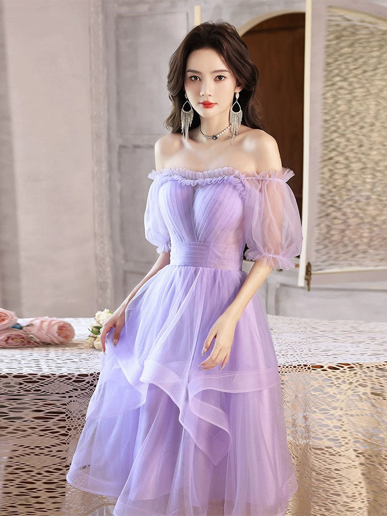 Elegant Purple Tulle Short Prom Dress for Homecoming - Perfect for Dances, Parties & Special Occasions