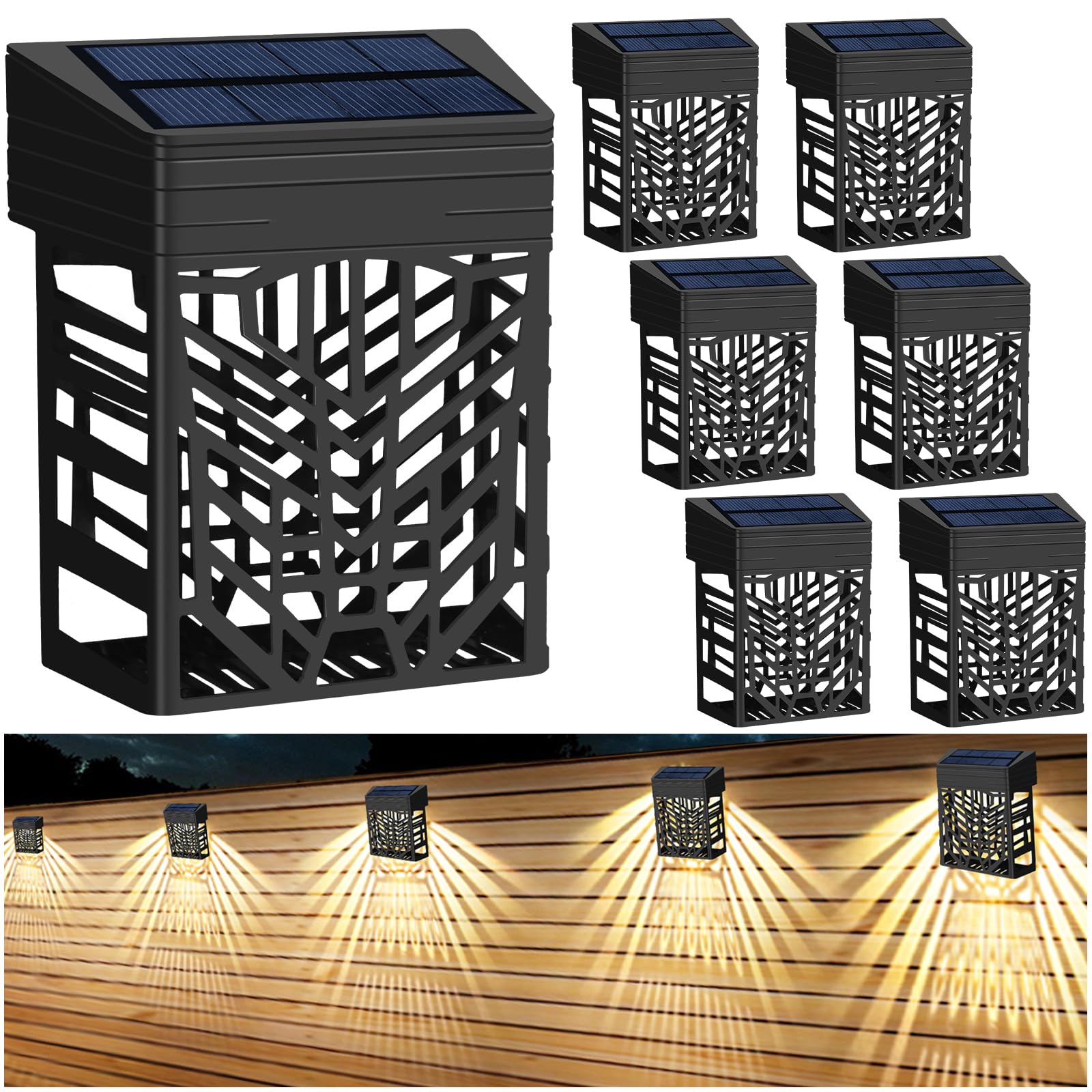 FLITI 6 Pack Solar Deck Lights Outdoor Waterproof - Warm White Solar Powered Step Lights for Garden, Backyard, Patio, Pathway, Wall & Stairs | Weatherproof Landscape Lighting for Nighttime Safety & Ambience