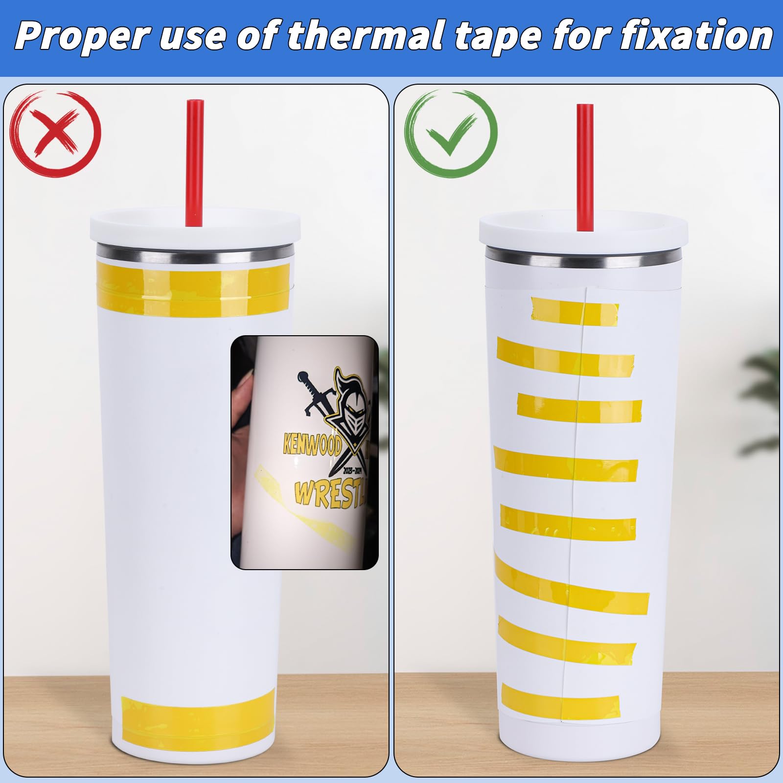 10 Rolls 10mm x 50m (164ft) Heat Resistant Sublimation Tape - No Residue Heat Transfer Tape for T-Shirt Press, Electronic Soldering & Insulation | Perfect for DIY Crafts, Apparel Printing & Electronics Projects