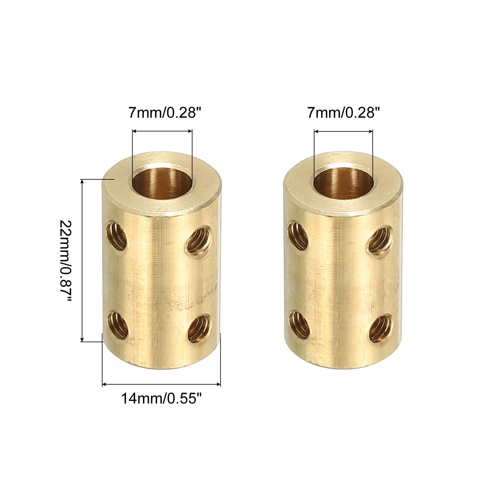 PATIKIL 7mm to 7mm Bore Rigid Shaft Coupler Connector - L22 x D14mm Motor Shaft Joint with Screws for 3D Printers, CNC Machines, Robotics (4-Pack) - Perfect for Precise Motion Control & DIY Projects