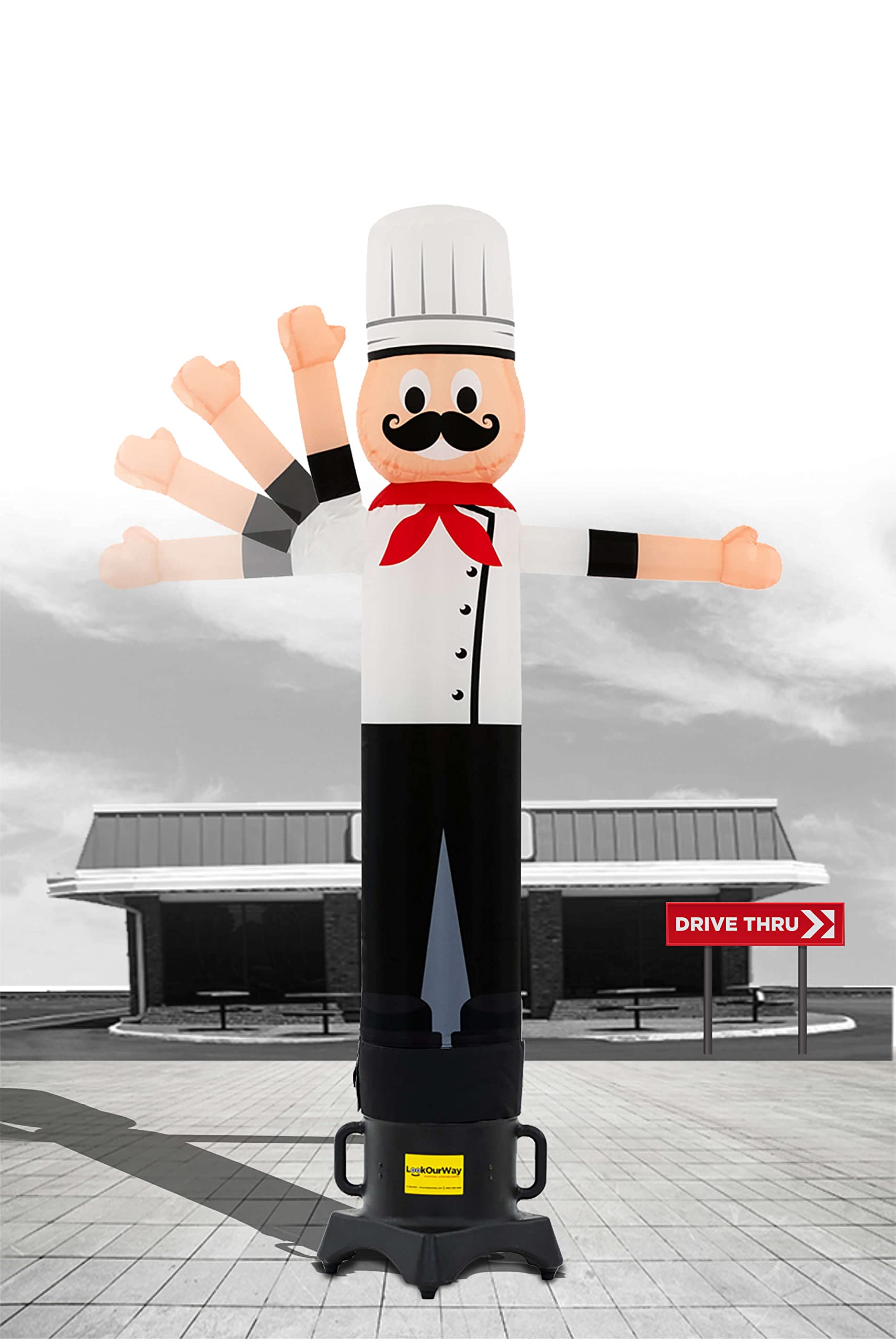 6ft Inflatable Tube Man with Air Dancer Blower - Waving Arm Air Waver for Restaurants & Food Trucks - Outdoor Advertising Sign for Business Promotion & Events