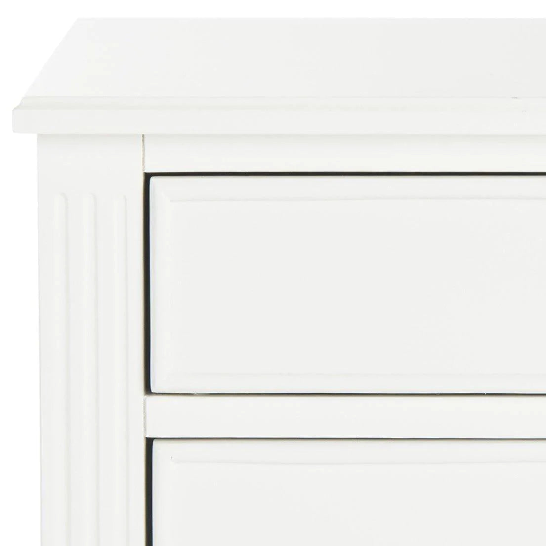 Modern White 3-Drawer Nightstand with Chrome Hardware - Perfect for Bedroom, Living Room, or Office Storage