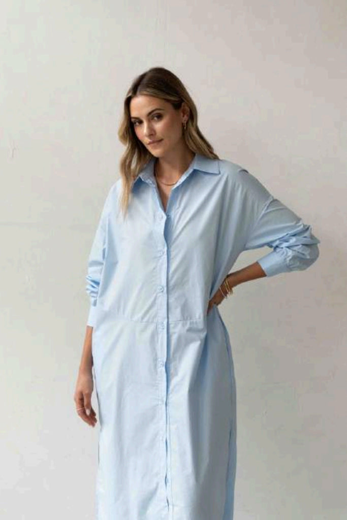 Charli Noah Sky Blue Shirt Dress for Women - Casual & Elegant Style for Work, Date Night, and Everyday Wear
