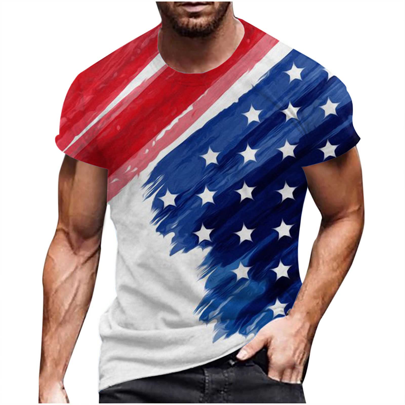 2024 American Flag T-Shirts for Men - Patriotic Graphic Tees, 4th of July Shirts, Short Sleeve Summer Tops - Perfect for Independence Day Celebrations, BBQ Parties & Casual Outings