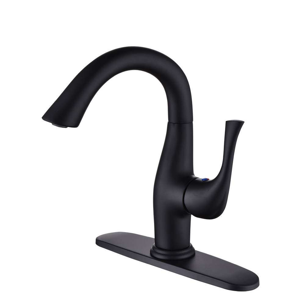 Modern High ARC Brass Bathroom Sink Faucet - 10 Inch 3 Hole Deck Plate Single Lever Lavatory Mixer Tap - Matte Black Finish for Bathroom Vanity - Perfect for Modern Home, Hotel & Commercial Use - C2398E