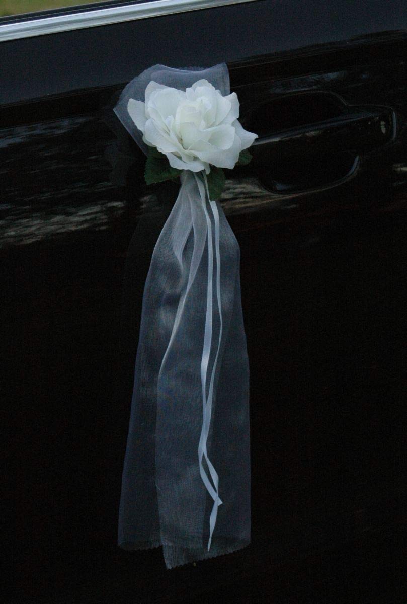 White Rose Garland Car Decoration - Elegant Floral Car Accessory for Weddings, Bridal Showers & Special Events | Perfect for Vehicle Decorations