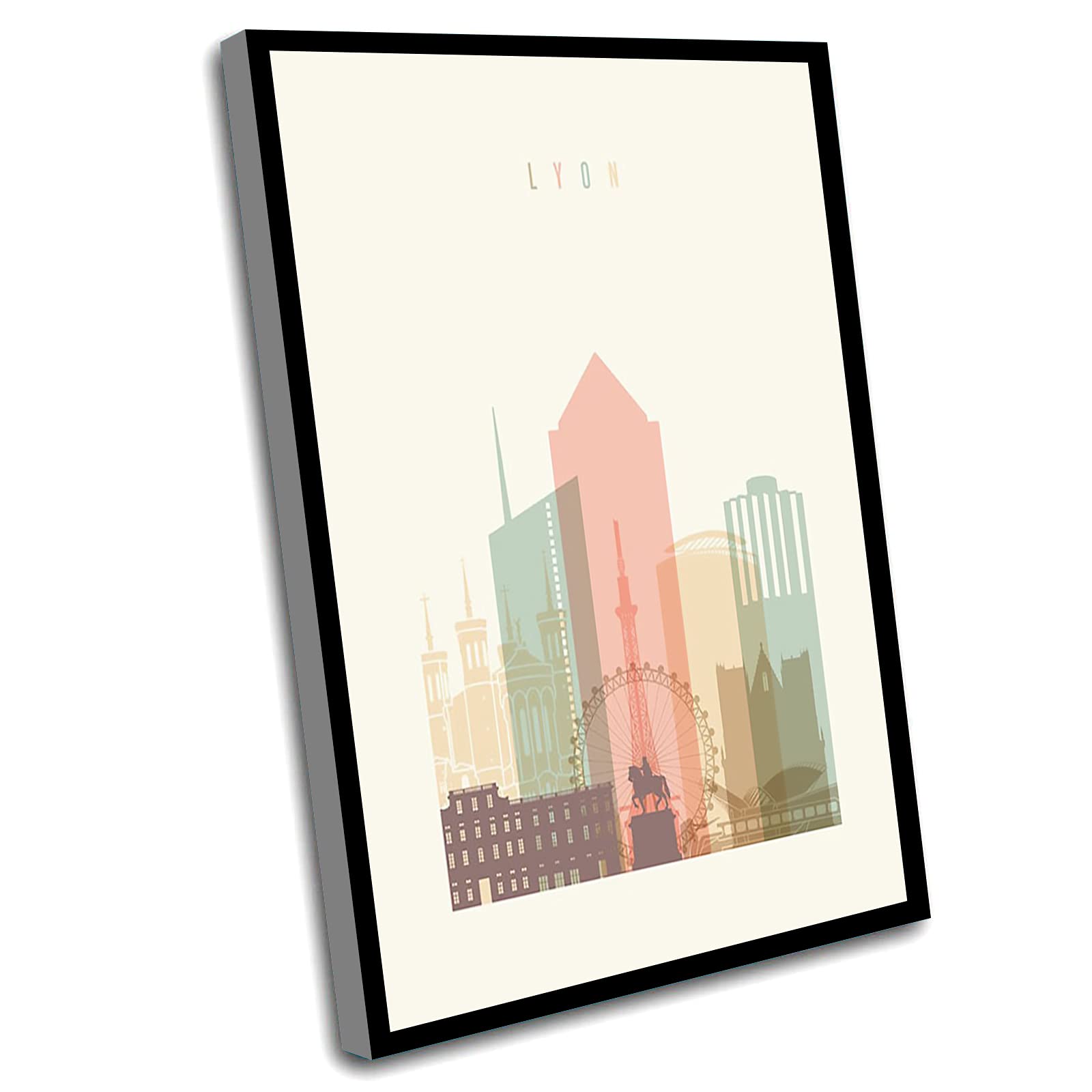 Lyon Art Print - 8x12 Inch Framed Wall Art | City Skyline Travel Poster for Laundry Room, Bedroom & Office Decor | Perfect Gift for Travel Lovers & Home Decoration