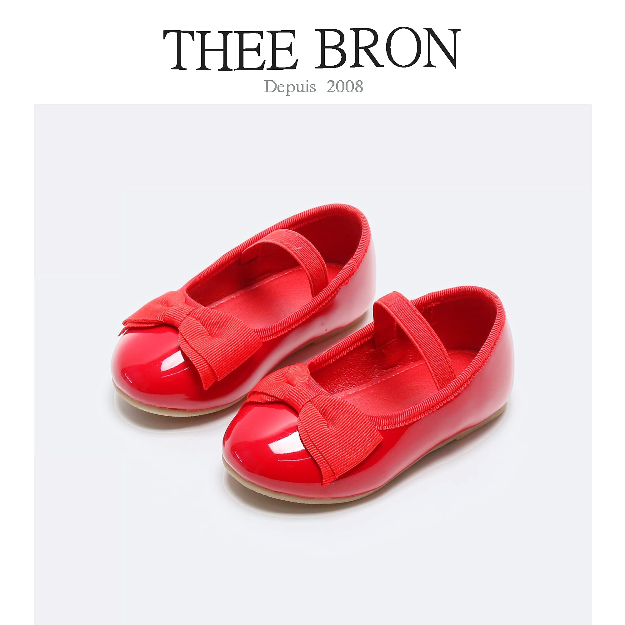 THEE BRON Toddler Girls Mary Jane Flats - Comfortable Ballet Dress Shoes for Baby & Little Girls - Perfect for Weddings, Parties & Special Occasions