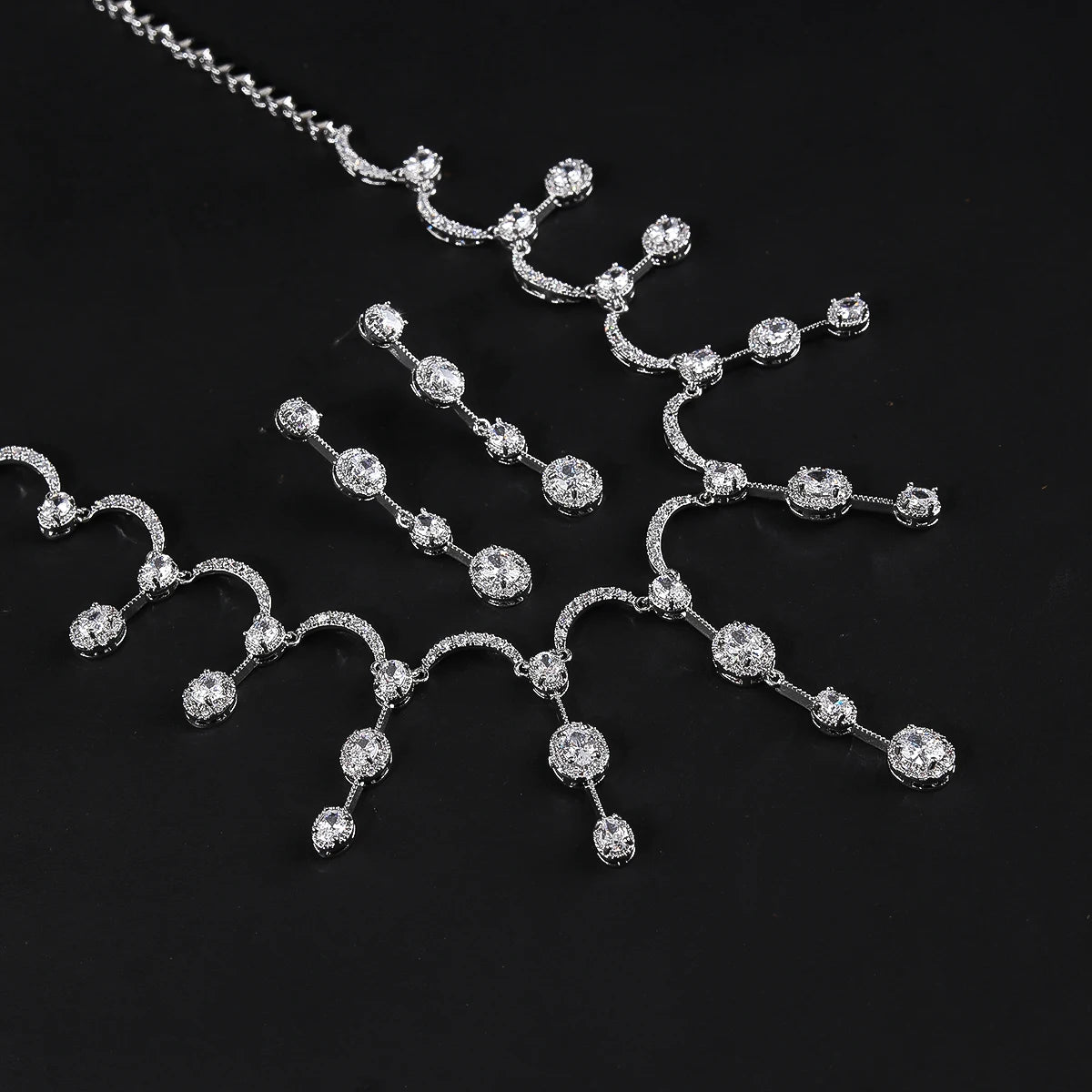 Elegant Cubic Zirconia Earrings and Necklace Jewelry Set for Women - Perfect for Weddings, Parties & Special Occasions | CN10642