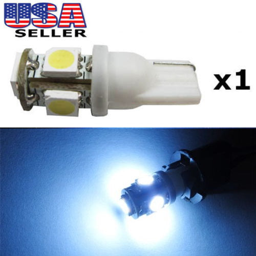 1pc Xenon White 5 SMD T10 168 175 194 2825 LED Bulb - Perfect for License Plate, Dome, Cargo, and Interior Car Lighting