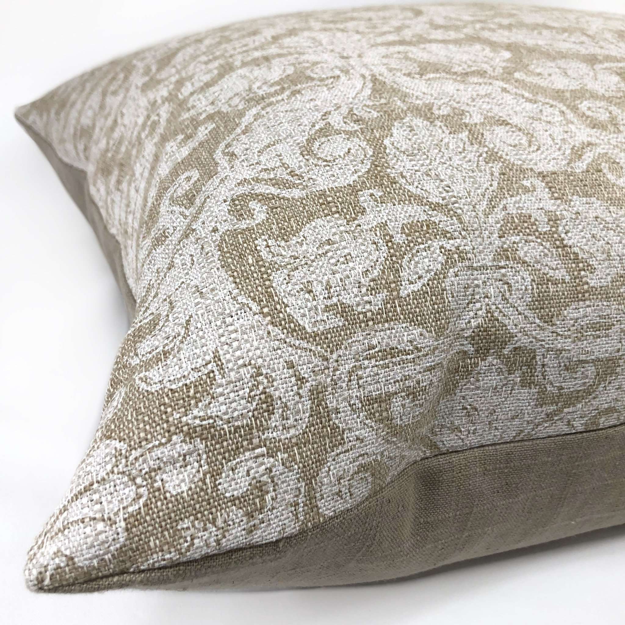 Savannah Chalk White Beige Damask Floral Pillow Cover - Premium Lacefield Designs Fabric - Elegant Home Decor for Living Room, Bedroom & Sofa