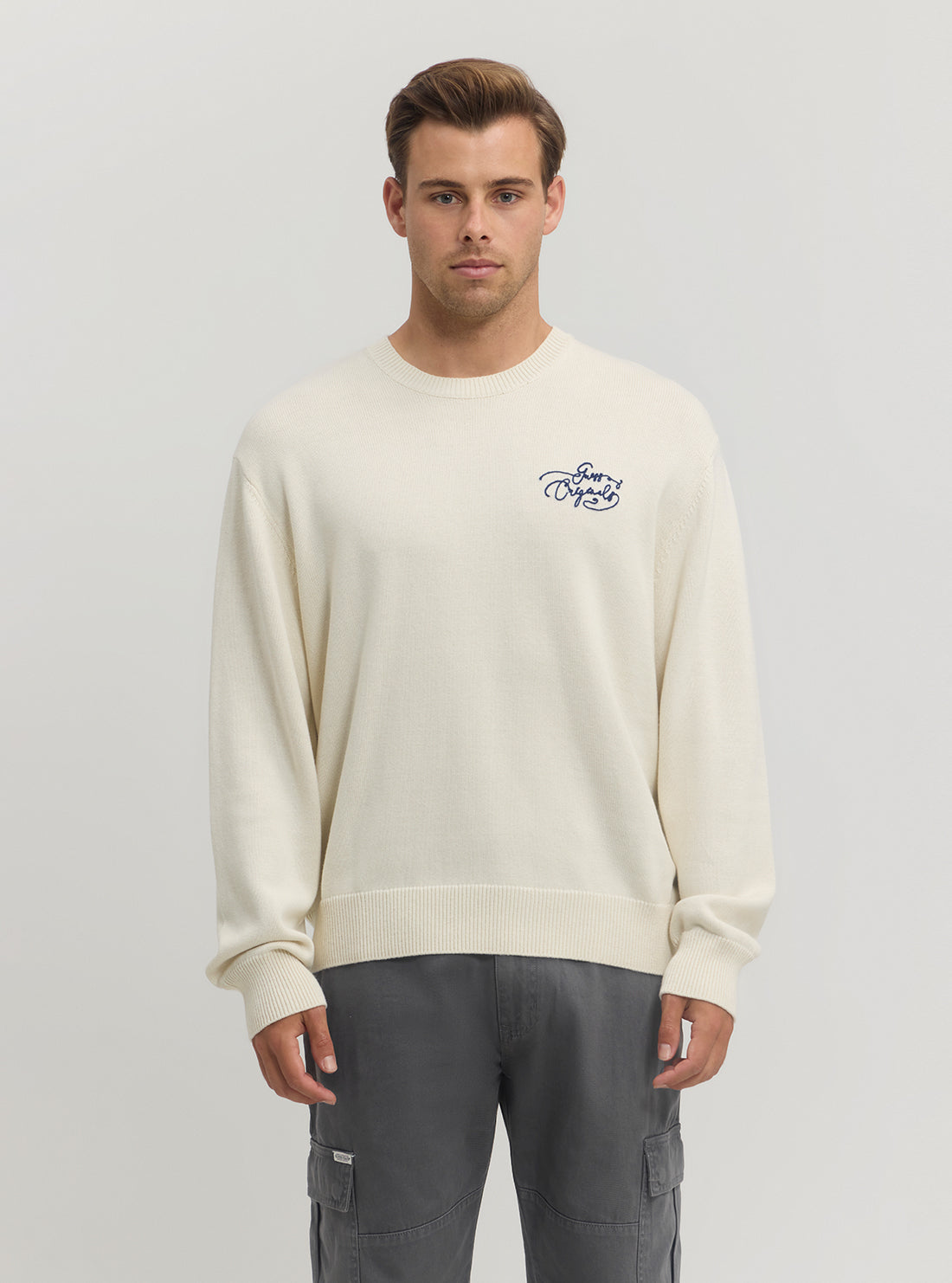 Guess Originals Embellished Sweater for Women - Stylish Knit Pullover with Rhinestone Details | Perfect for Casual Outfits, Date Nights & Holiday Parties
