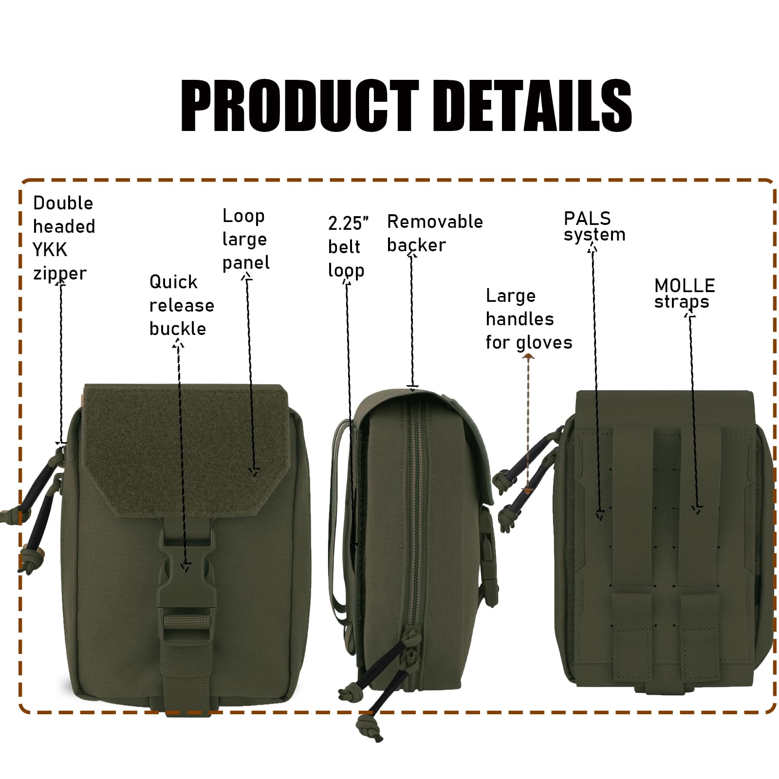 Tactical Rip Away Medical IFAK Pouch - Tear Off First Aid EDC Molle Pouch for Belt & Outdoor Emergency Survival Gear | Perfect for Hiking, Camping & Military Use