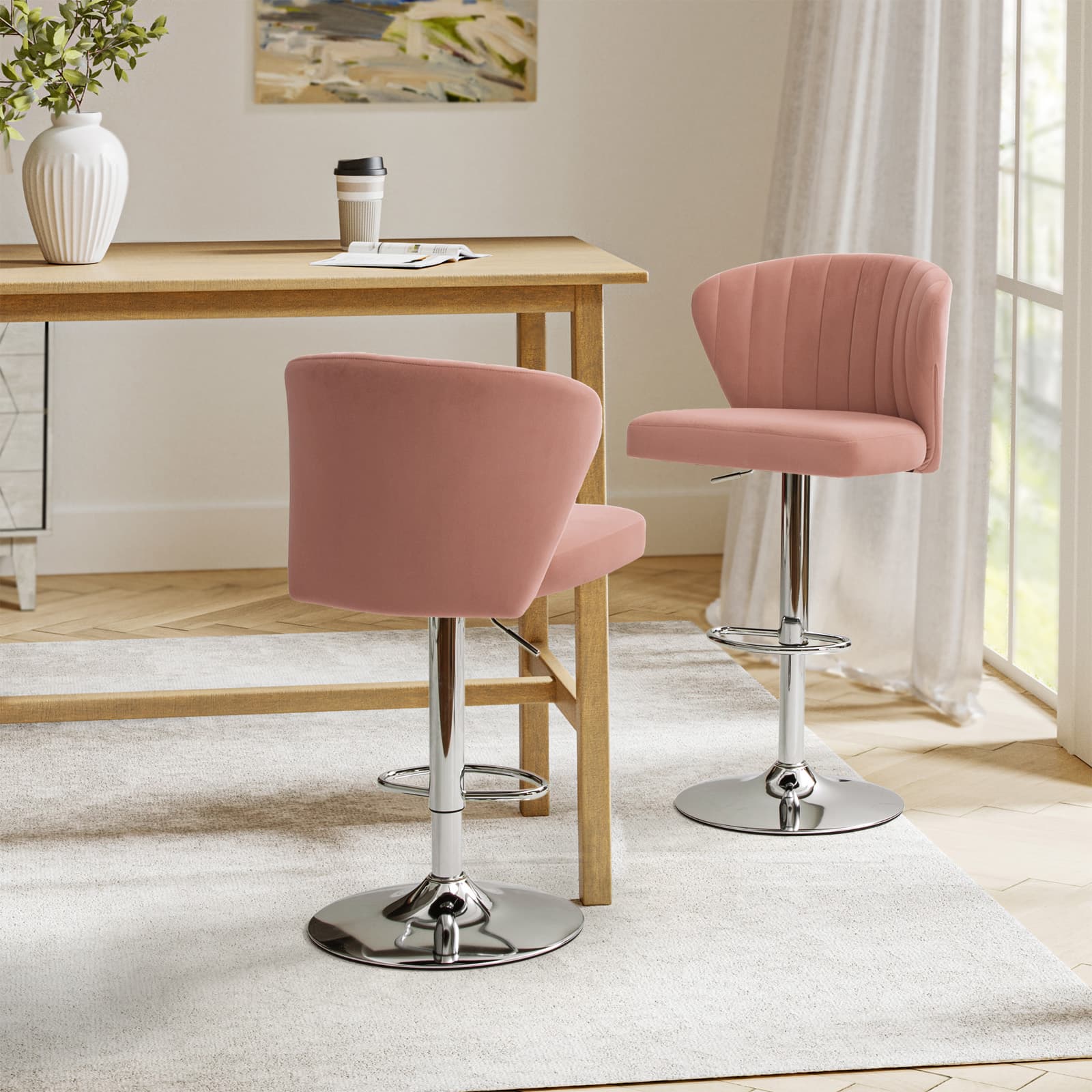 Geoff Modern Adjustable Swivel Bar Stool - Height Adjustable Kitchen Island Stool with 360° Rotation for Home, Office & Cafe Use