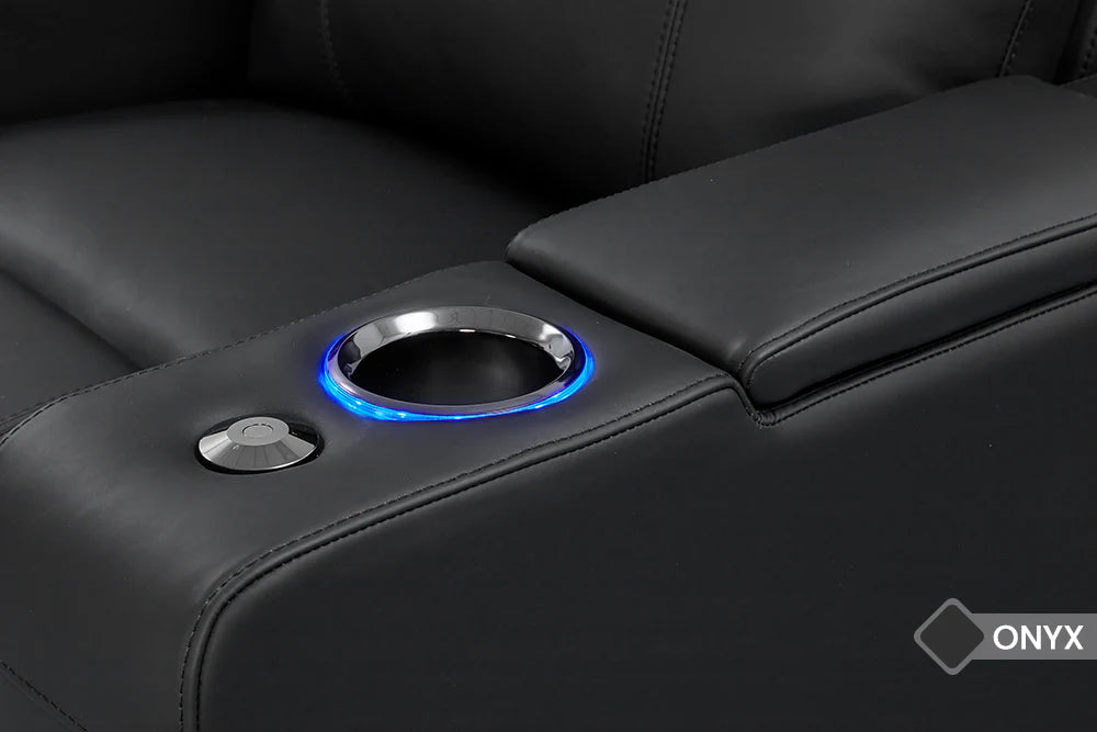 Valencia Piacenza Luxury Genuine Leather Home Theater Seating - 2-Seater Loveseat in Premium Onyx Black | Perfect for Home Cinemas, Media Rooms & Luxury Home Decor