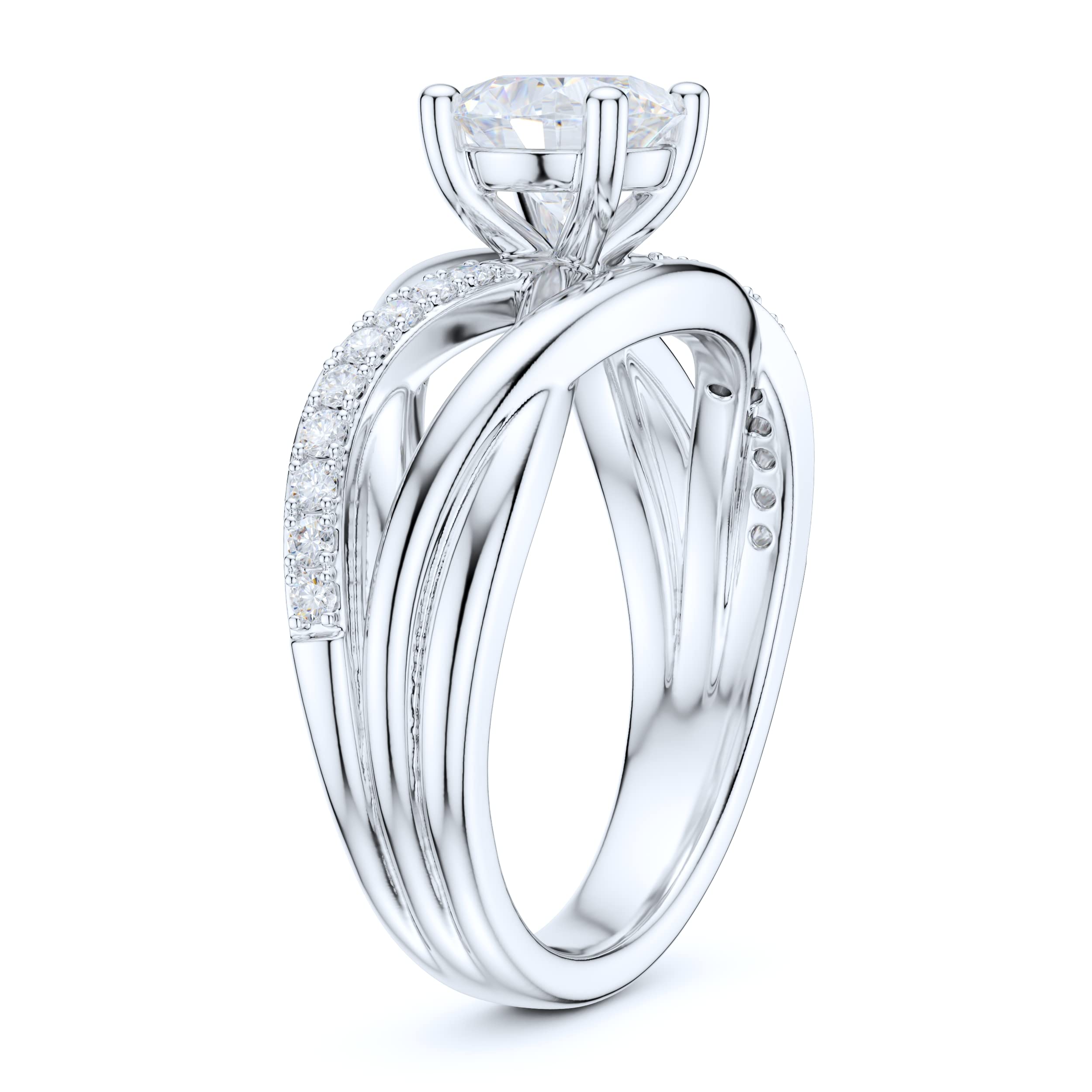 Sterling Silver Criss Cross 1CT Simulated Diamond or Moissanite Engagement Ring for Women - Perfect for Promise, Proposal & Wedding Jewelry Gifts