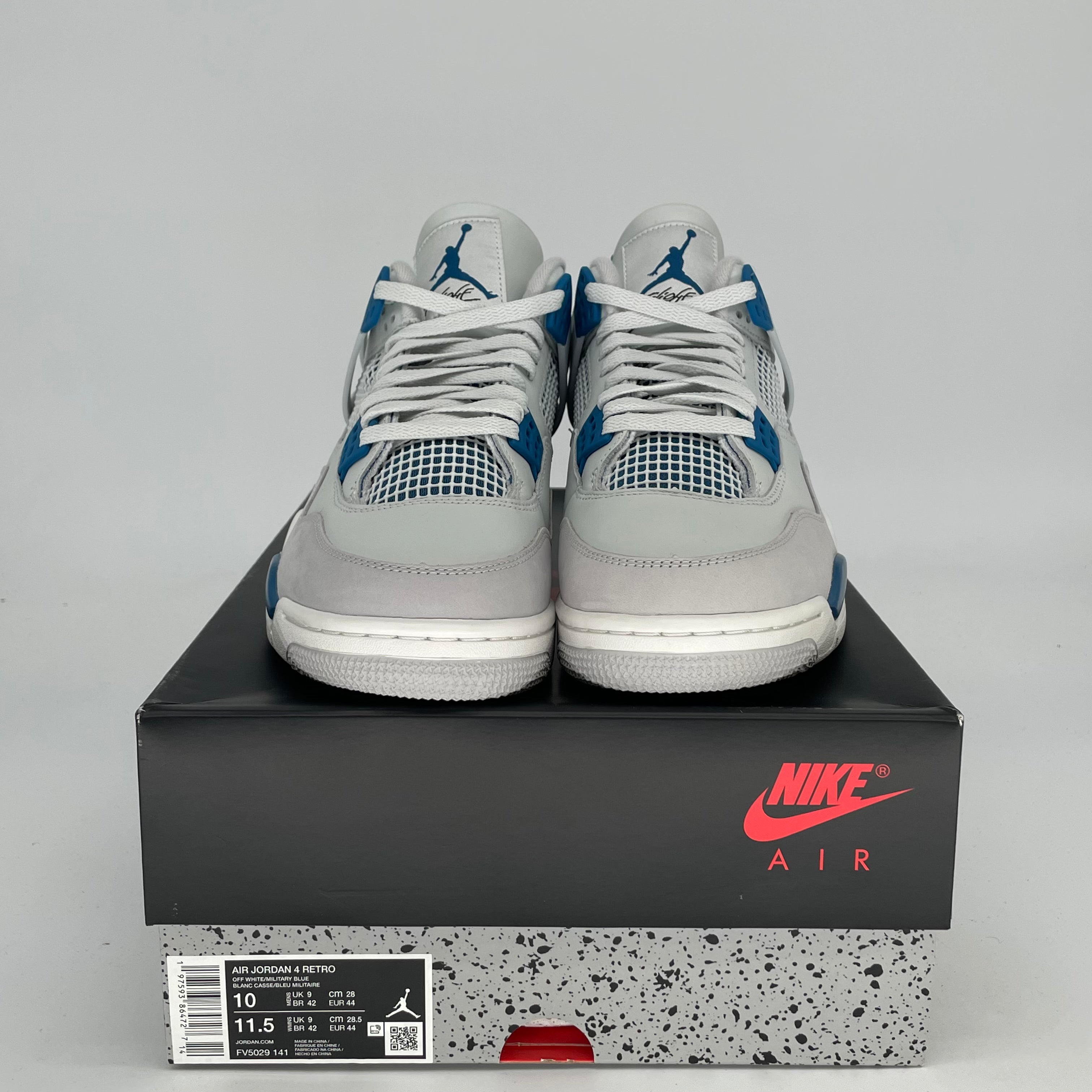 Original Air Jordan 4 Retro 'Military Blue' Men's Size 10 / Women's Size 11.5 - FV5029-141 | Authentic Basketball Sneakers for Sports & Streetwear Fashion