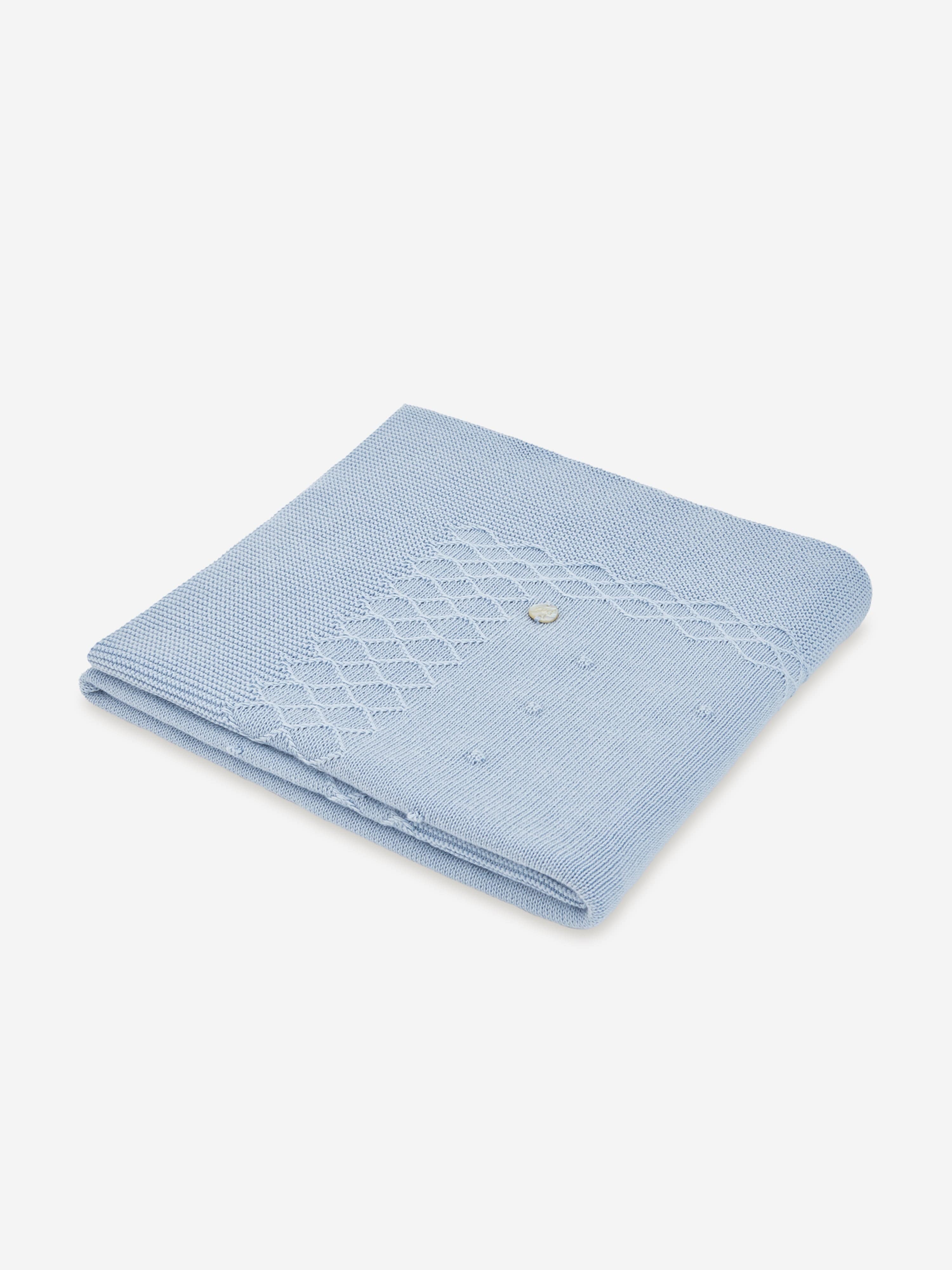 Blue Knitted Baby Boys Shawl (98cm) - Soft & Warm Winter Wrap for Newborns & Toddlers