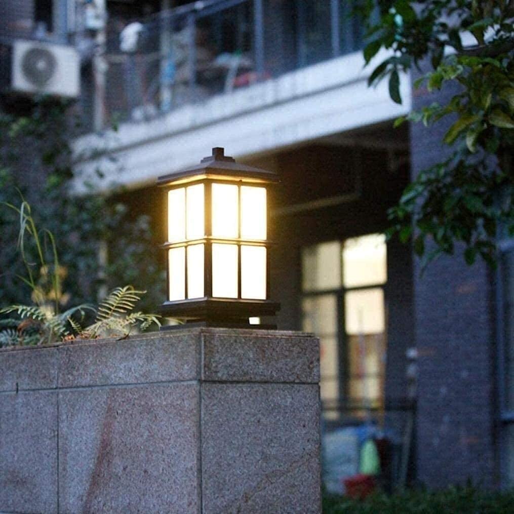 Japanese Style Traditional Outdoor Post Light - IP55 Waterproof Aluminum Column Lamp for Gate, Garage, Porch, Pathway, Patio & Yard - E27 Exterior Pillar Lantern - Perfect for Villa, Garden & Landscape Lighting Decorations
