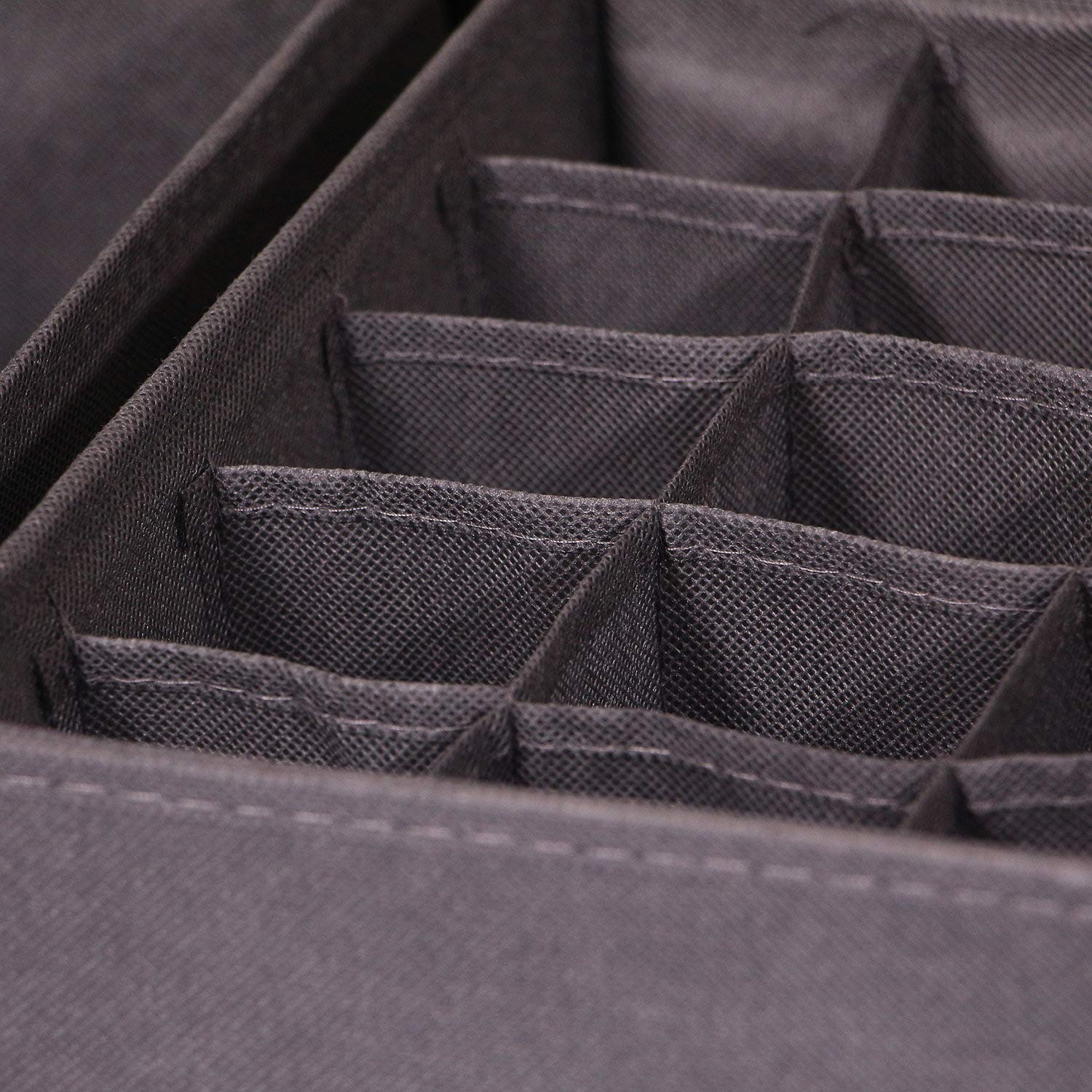 DIOMMELL 4 Pack Foldable Fabric Storage Bins - Closet Organizer for Clothes, Underwear, Socks & Lingerie | Dark Grey Drawer Dividers | Space-Saving Dresser & Shelf Storage Solution for Bedroom & Laundry Room