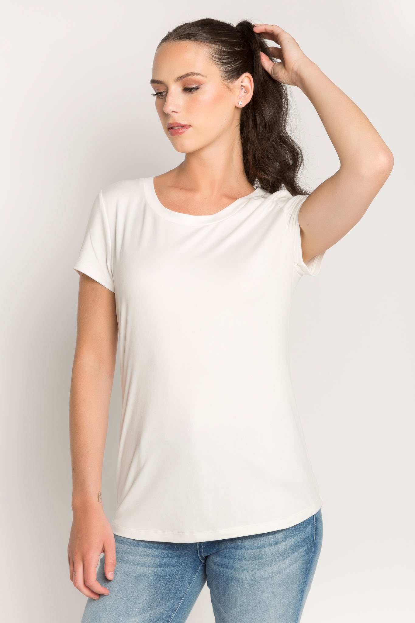 Soft Brushed Cap Sleeve Scoopneck T-Shirt for Women - Comfortable Casual Tee for Everyday Wear, Lounge, and Outings