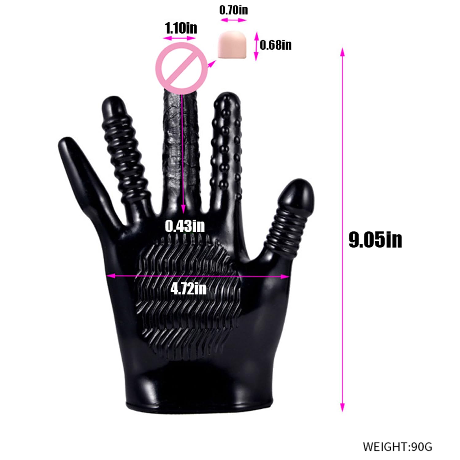 MFMYEE Finger Vibrator Sex Gloves - 5 Ribbed Dildo & Clitoral Stimulator for Women, Breast Massage & Masturbation Adult Toy (Black) | Perfect for Couples Play, Solo Pleasure & Sensual Exploration