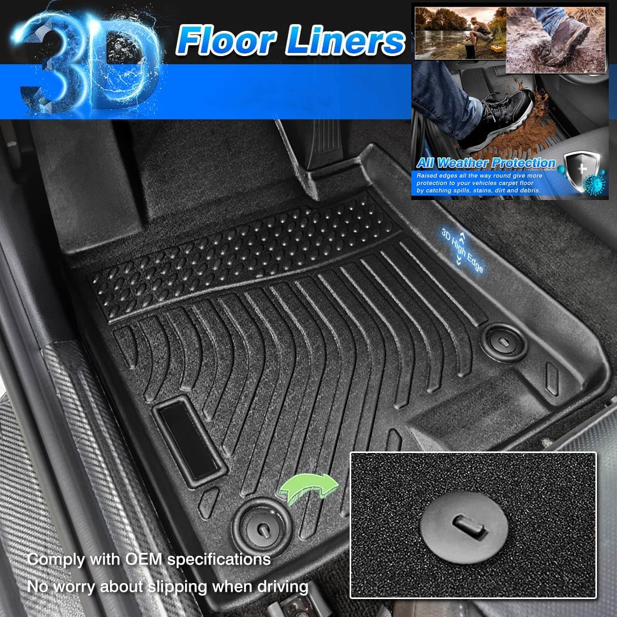 Cartist All-Weather 3D TPE Floor Mats for Hyundai Venue 2020-2025 | Heavy Duty Car Floor Liners | Perfect for Daily Commute, Road Trips & Winter Protection