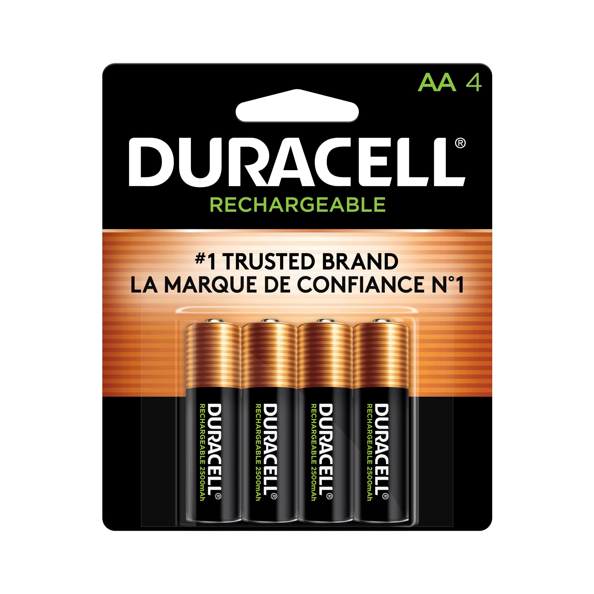 Duracell Rechargeable AA Batteries 4-Pack - Long Lasting Double A Batteries for Household & Business Devices - Pre-Charged for Immediate Use - Perfect for Cameras, Toys, Flashlights & Electronics