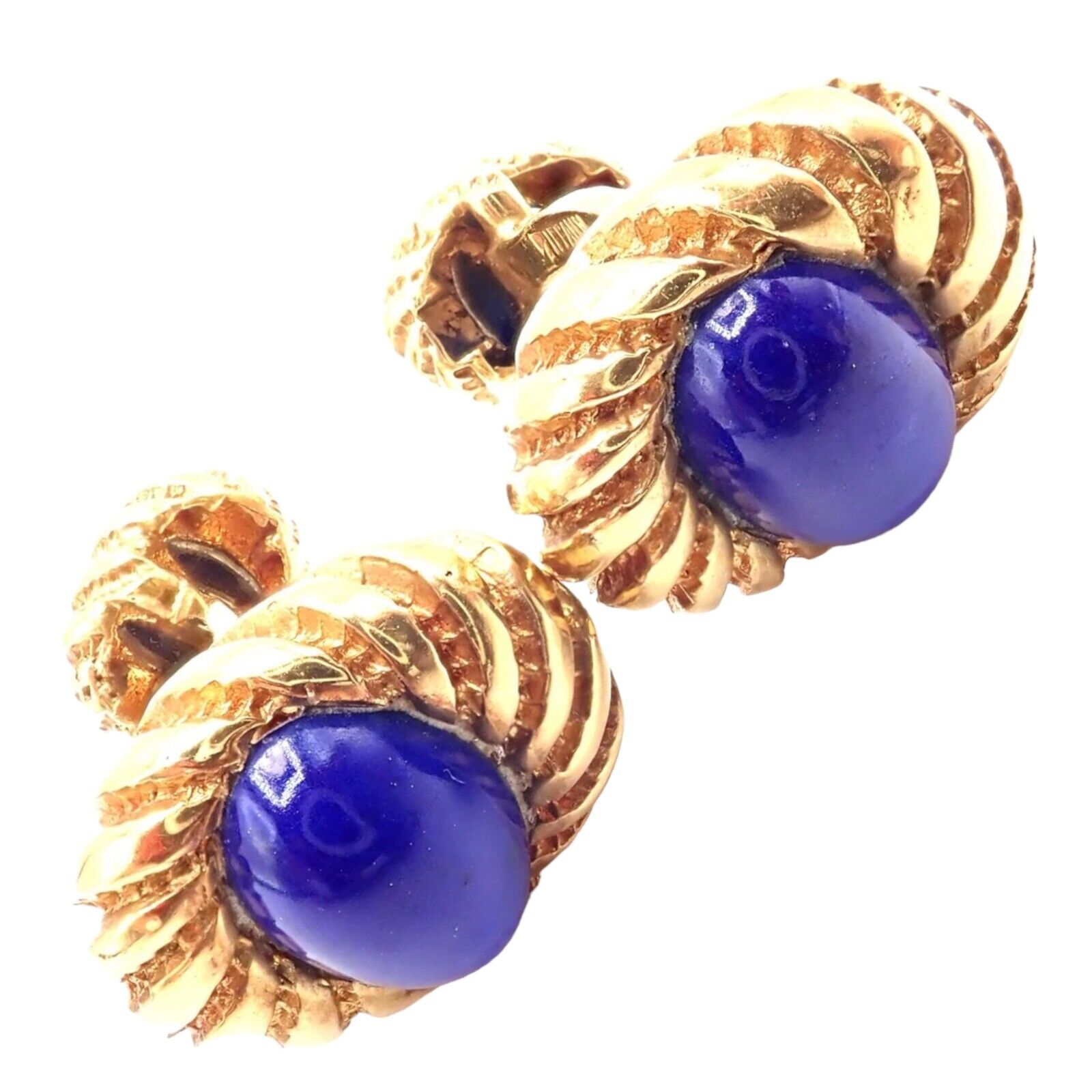 Authentic Tiffany & Co Jean Schlumberger 18k Yellow Gold Lapis Lazuli Cufflinks for Men - Luxury Gift for Weddings, Business & Formal Occasions