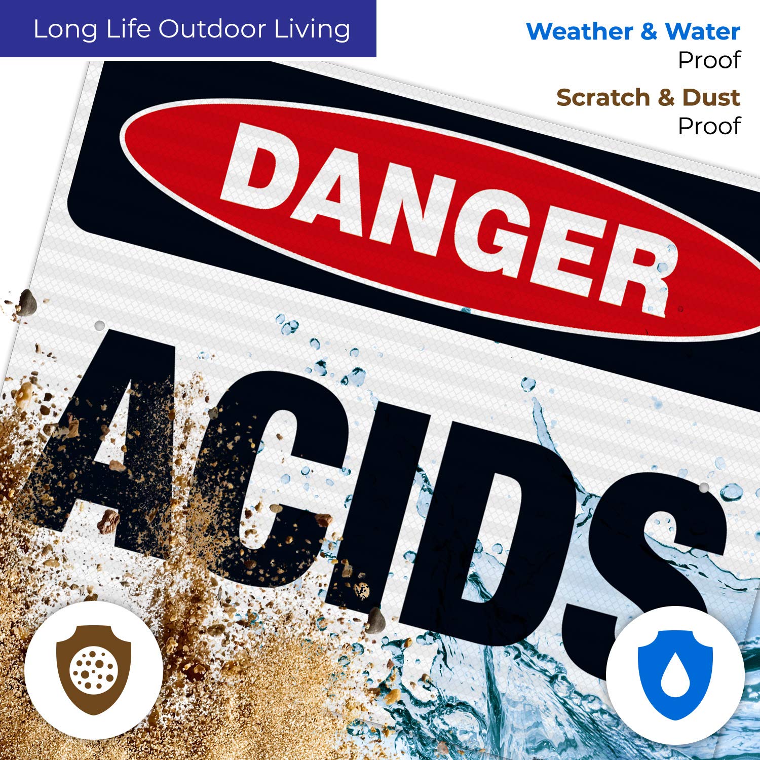 Danger Acids Sign - OSHA Compliant 24x30 Inches, 3M EGP Reflective .080 Aluminum Safety Sign, Fade Resistant for Indoor & Outdoor Use - Made in USA | Perfect for Chemical Storage Areas, Laboratories & Industrial Workplaces
