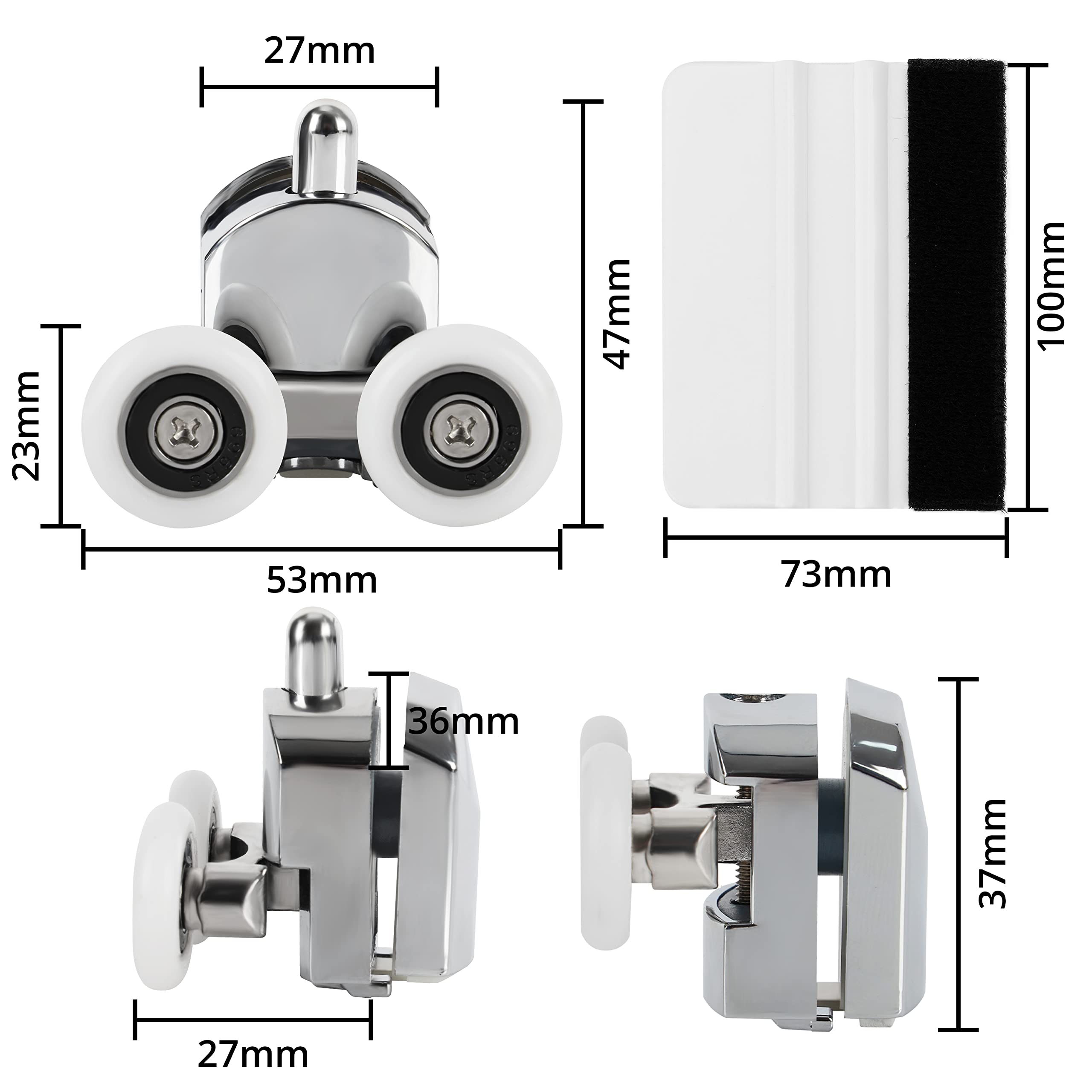 Belle Vous 8-Pack Shower Door Rollers - 23mm Zinc Alloy Replacement Wheels for Smooth Sliding Glass Shower Enclosures - Durable Bathroom Accessories for Home & Hotel Renovation