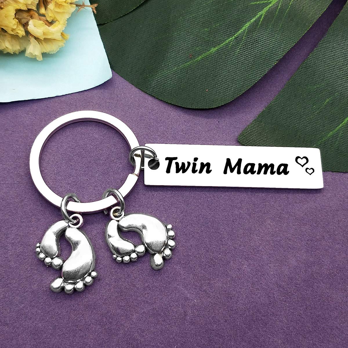 Twin Mom Gift Keychain - New Mom Jewelry for Mother of Twins, Pregnancy Announcement & First Time Mom Gift - Perfect for Baby Showers, Mother's Day & Newborn Celebrations
