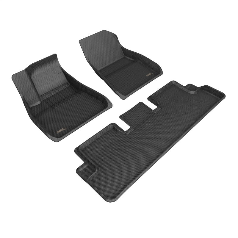 3D MAXpider Kagu Custom Fit Floor Mats for Tesla Model 3 (2020-2022) - 1st & 2nd Row All-Weather Protection - Black - Perfect for Daily Commuting & Road Trips