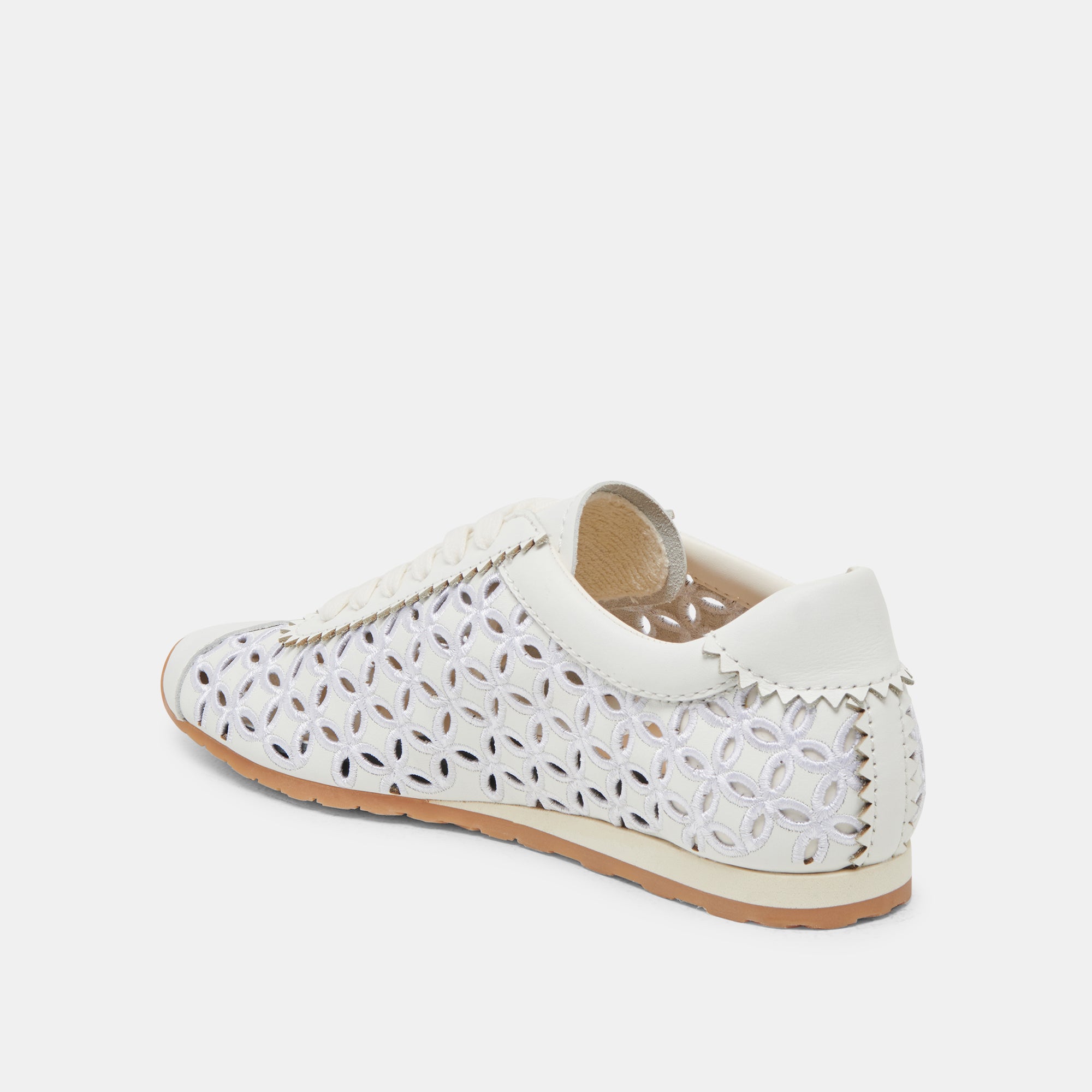 DANIE EYELET PERF SNE True White Leather Women's Fashion Sneakers - Comfortable Casual Shoes for Everyday Wear, Walking & Outfits