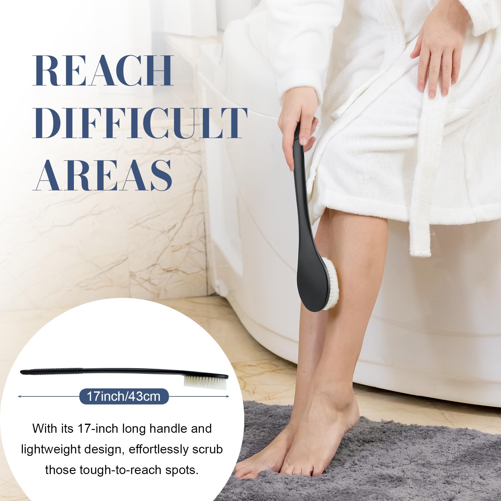 Long Handle Back Scrubber - Exfoliating Shower Brush for Men & Women with Non-Slip Grip - Perfect for Deep Cleaning & Skin Exfoliation