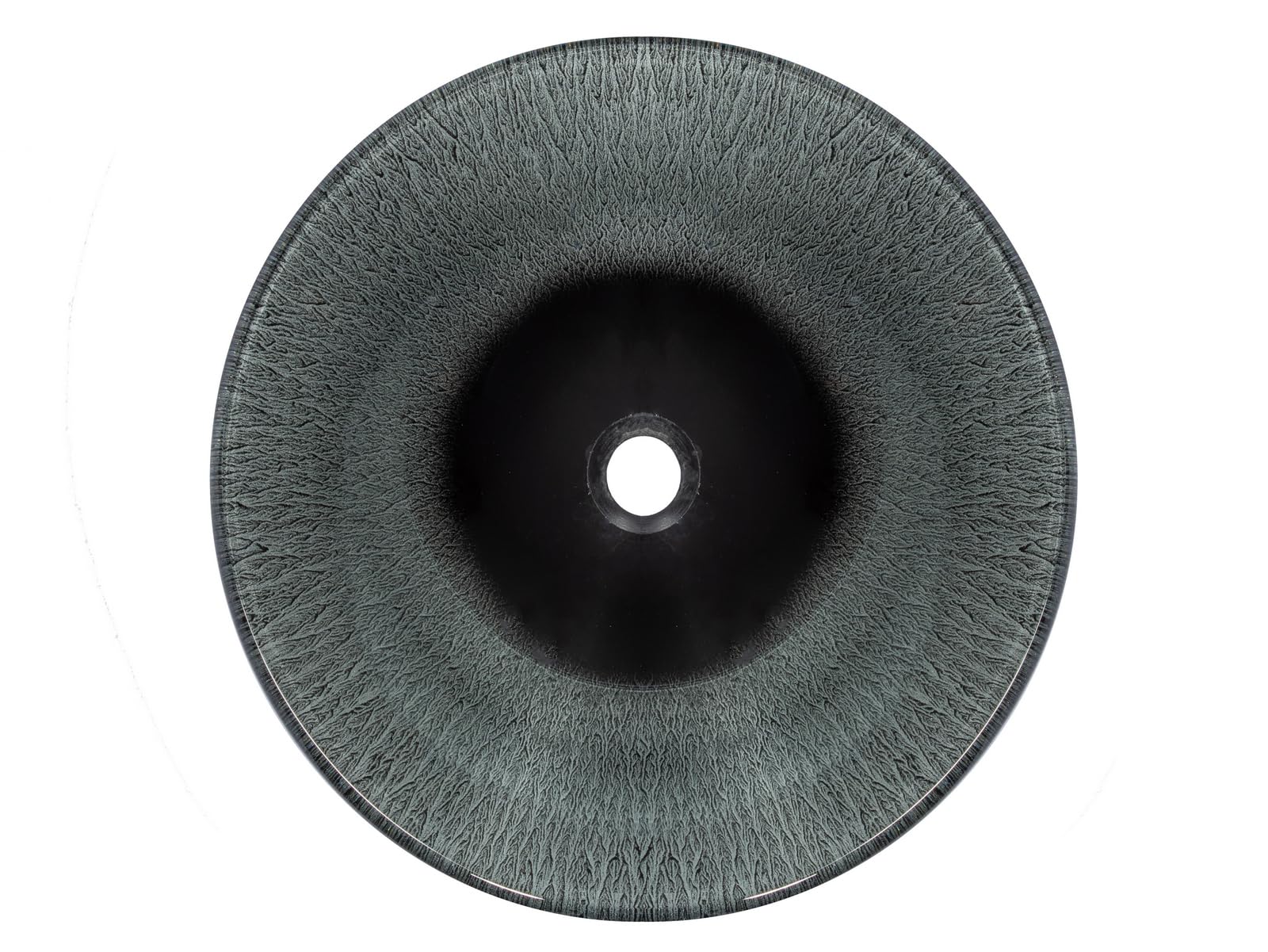 Silver Streams Black Glass Vessel Bathroom Sink - Modern Round Above Counter Basin for Vanity, Powder Room & Luxury Home Decor