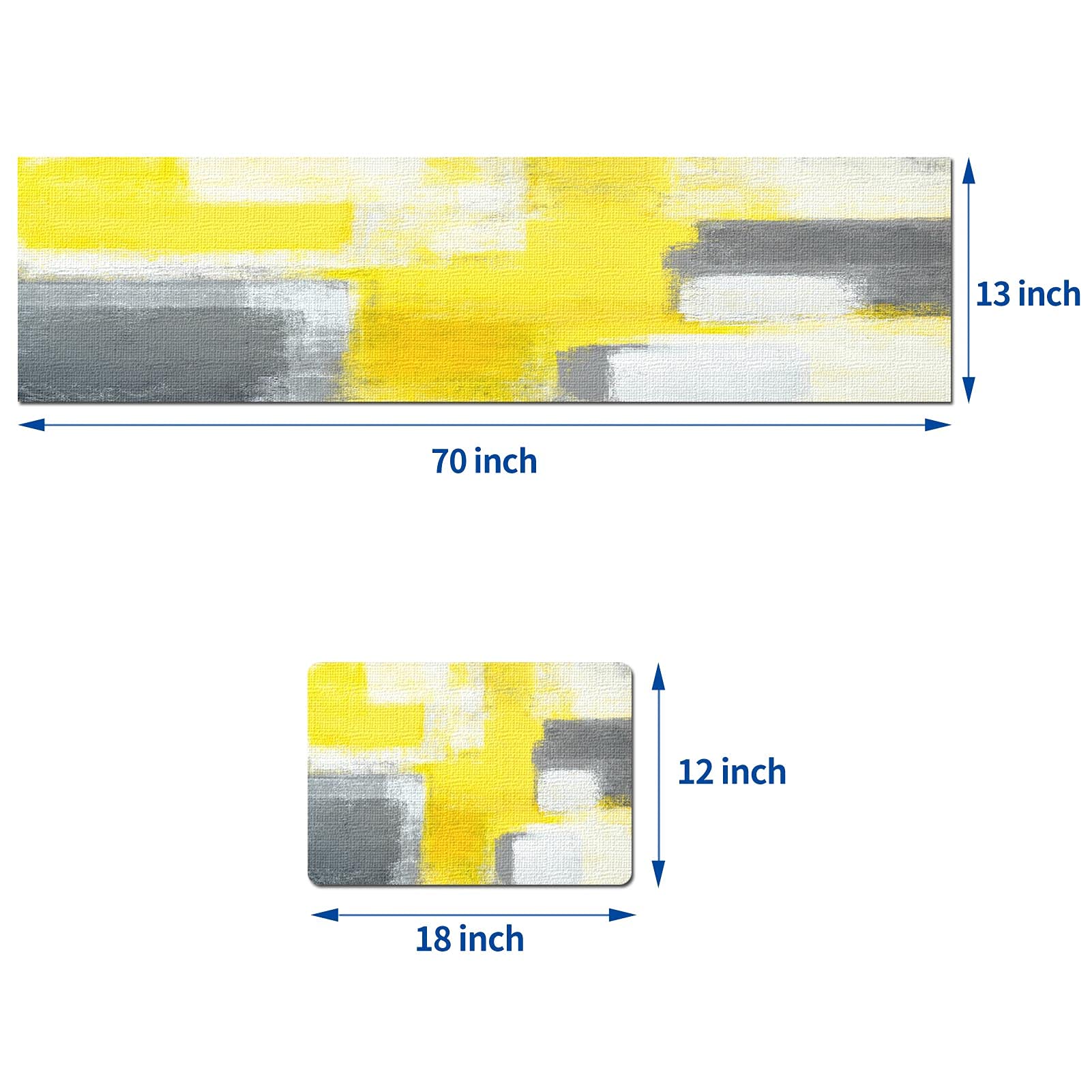 Mcalk Yellow Table Runner & 6-Piece Grey Placemats Set - Modern Abstract Art Linen Table Mats for Kitchen & Dining Room - Washable & Durable for Everyday Use, Dinner Parties & Holiday Decor