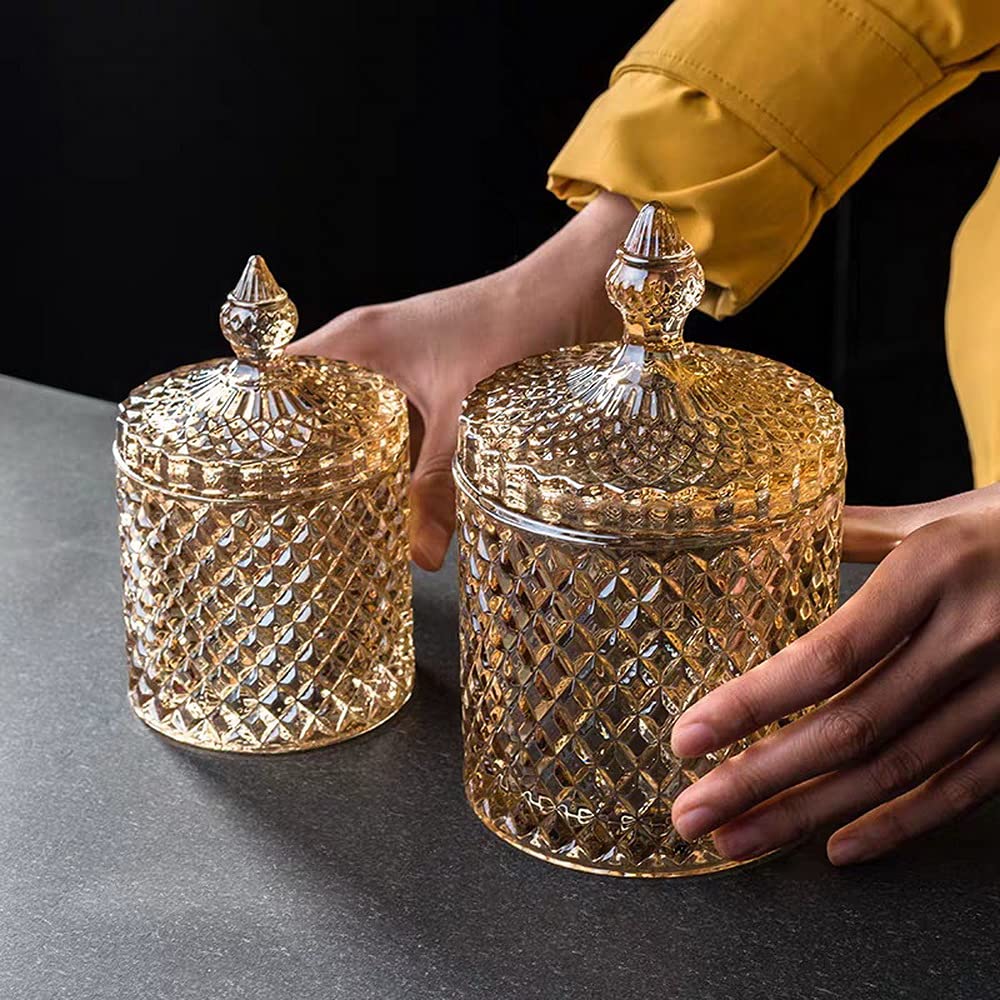 Amber Glass Candy Jar with Lid - Party Wedding Buffet Display