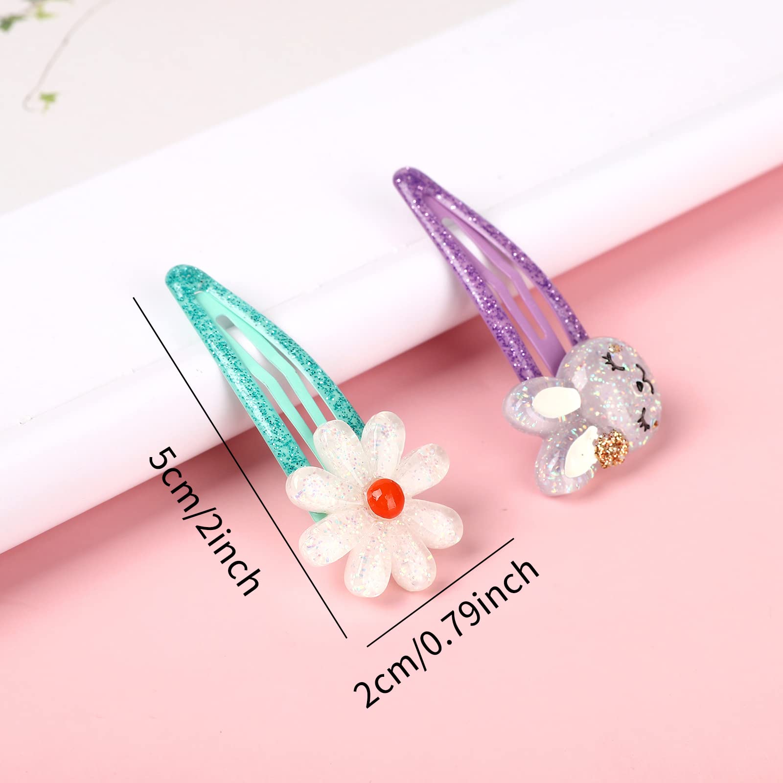 Unicorn Hair Clips for Toddler Girls - Cute Flower Snap Clips & Adorable Rabbit Metal Hair Pins | Perfect for Birthday Gifts, Party Favors, and Everyday Hair Accessories