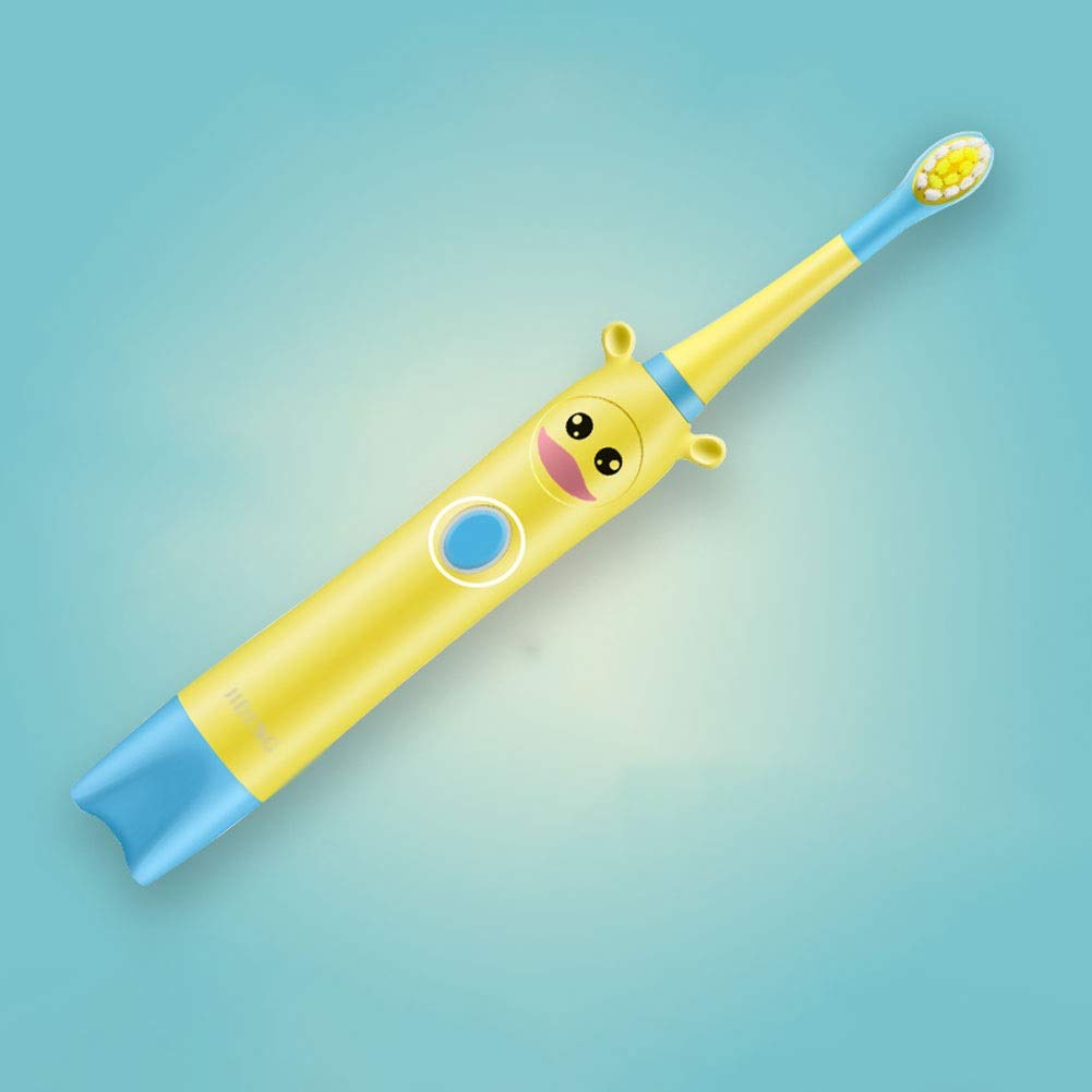 Kids Electric Toothbrush - USB Rechargeable with Smart Timer & 3 Brushing Modes for Boys & Girls Ages 3-12 | Soft Bristles for Gentle Cleaning | Perfect for Home & Travel Use (Yellow, Pack of 2)
