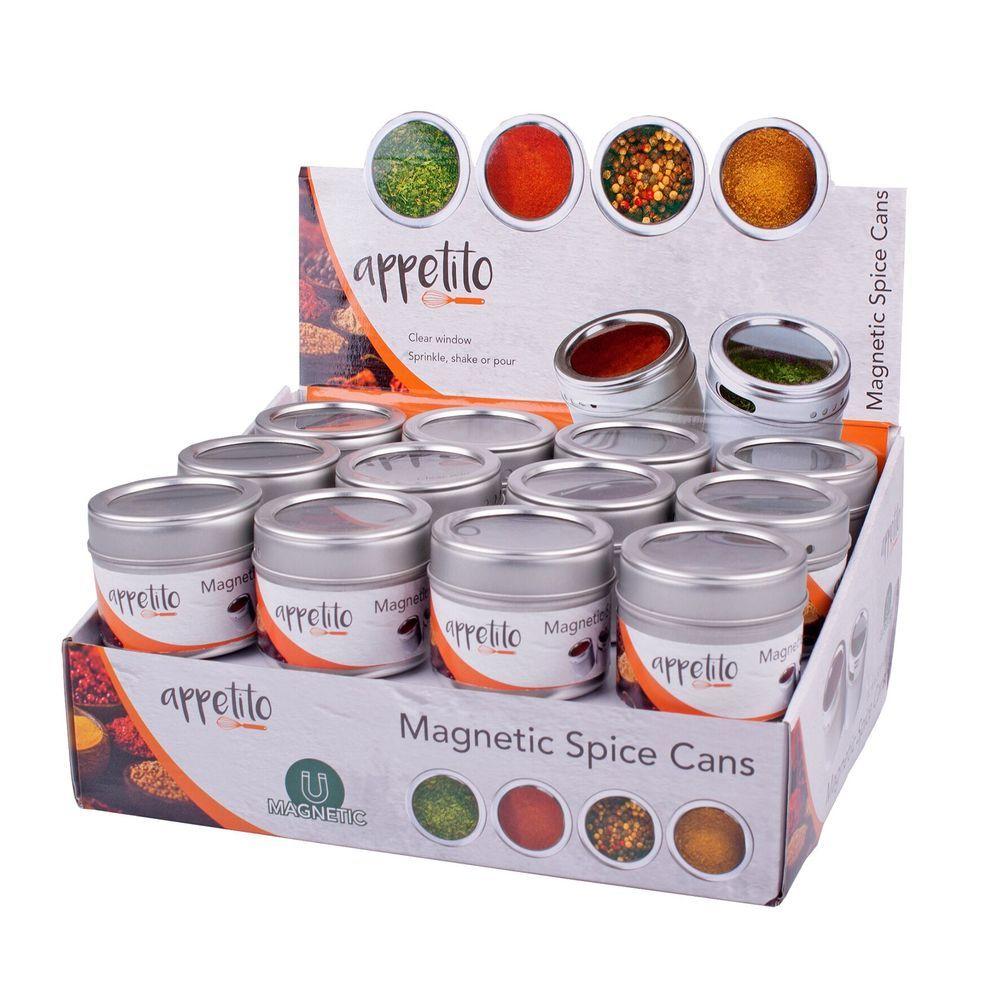 Magnetic Spice Jars with Lids - 12 Pack Airtight Stainless Steel Spice Containers for Kitchen, Pantry & Refrigerator Organization - Perfect for Cooking, Baking & Meal Prep