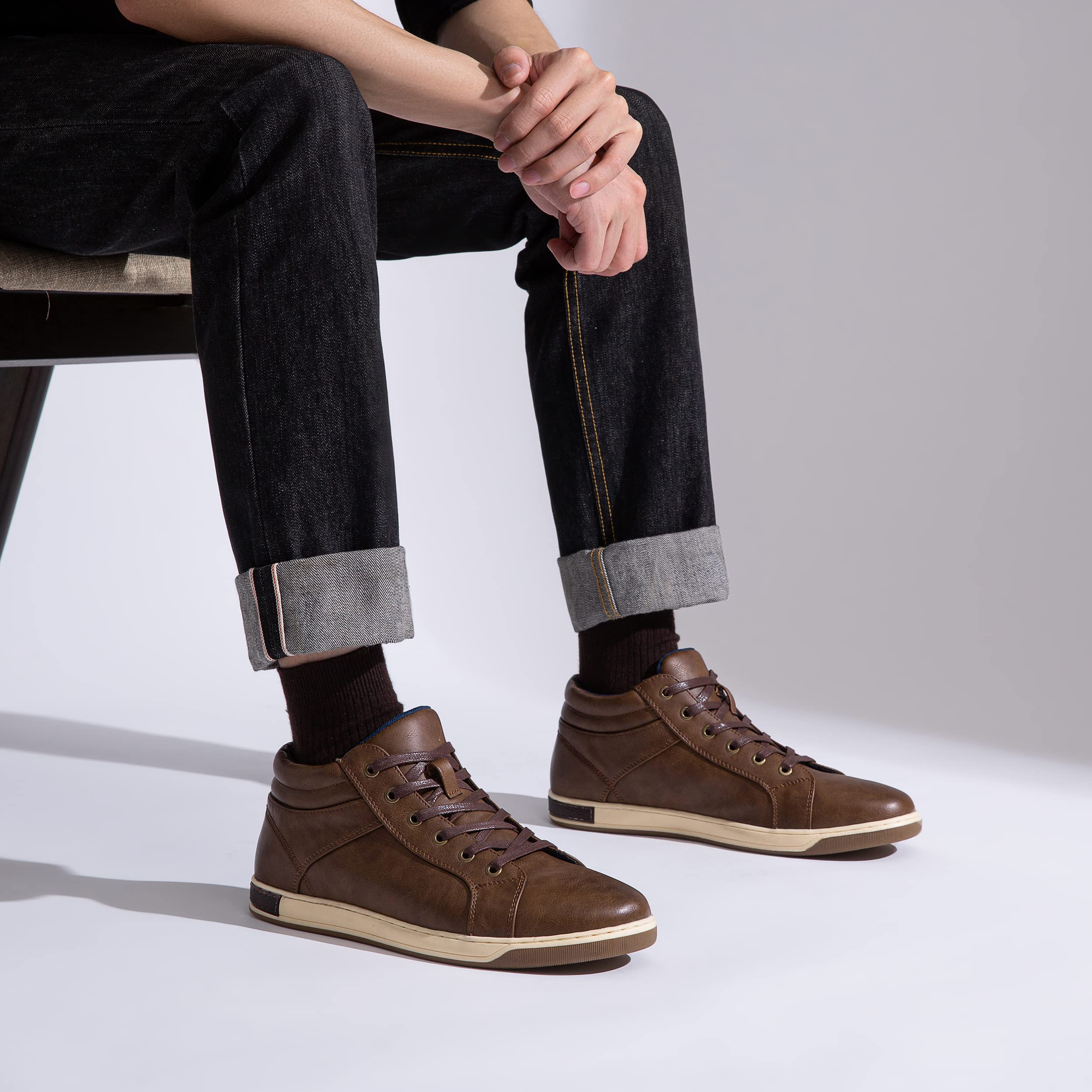 Jousen Men's High Top Fashion Sneakers - Casual Dress Shoes for Men | Comfortable Walking & Streetwear Style for Daily Wear, Work & Social Events