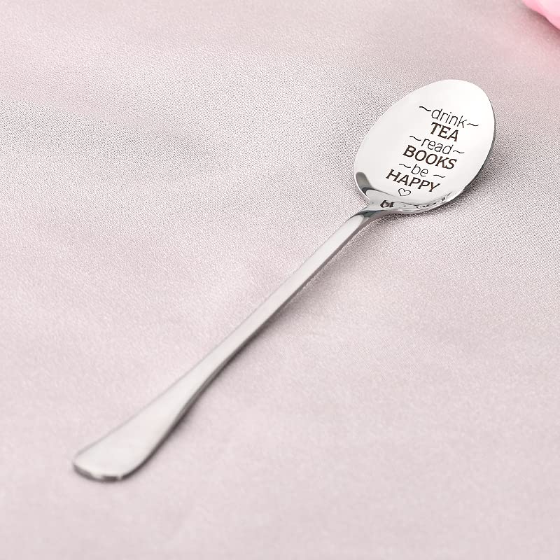 Tea Spoon Gift Set for Book Lovers - Stainless Steel Tea Spoons for Women & Men - Perfect for Tea Drinking & Reading - Great Graduation, Birthday Gifts for Students, Friends & Family - Ideal for Book Clubs, Cozy Reading Nooks & Tea Parties